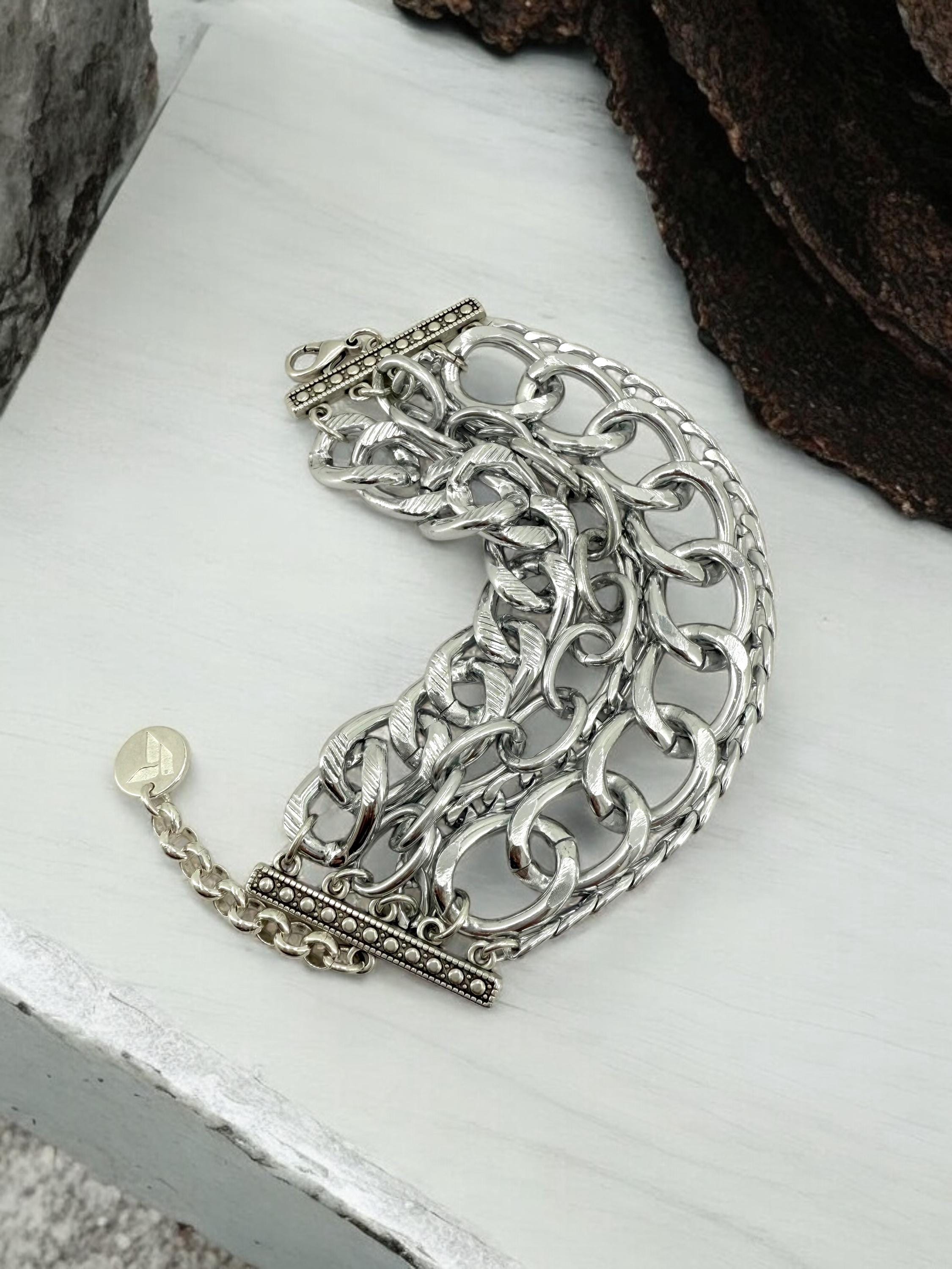 Multi standard Chunky Silver chain bracelet, vintage big link bracelet, lightweight chain bracelet, thick bracelet, extravagant bracelet,