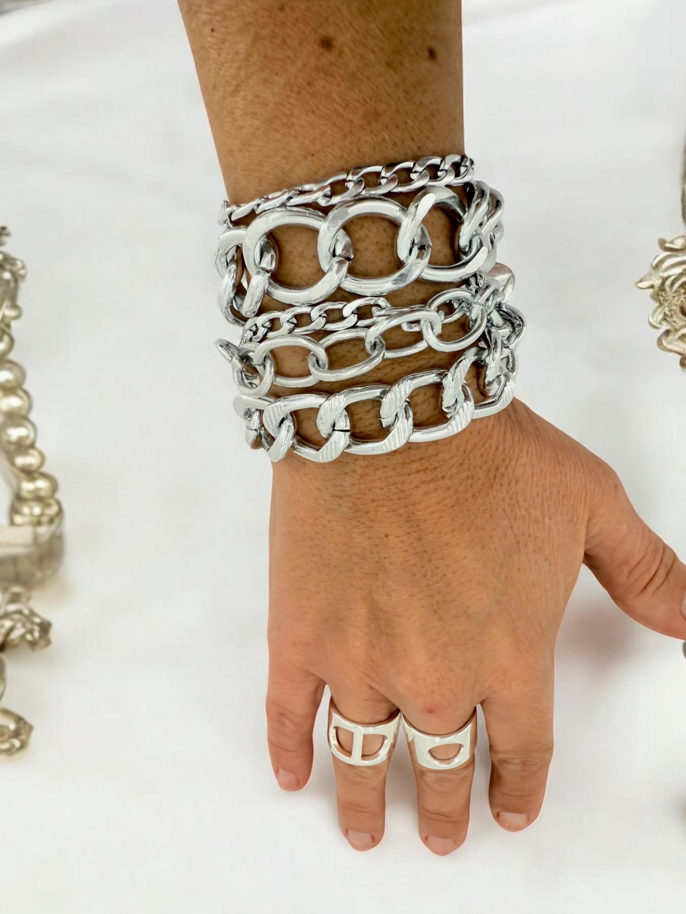 Multi standard Chunky Silver chain bracelet, vintage big link bracelet, lightweight chain bracelet, thick bracelet, extravagant bracelet,