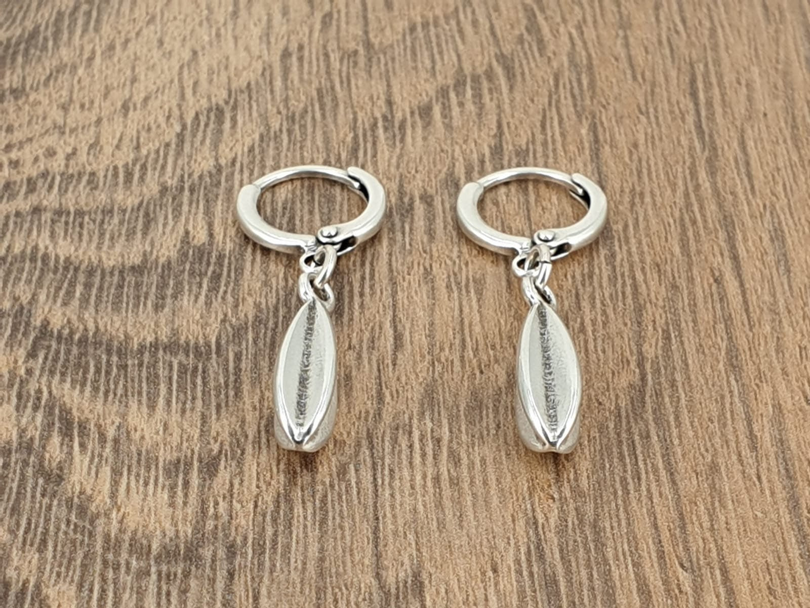 Handmade Silver Teardrop Earrings – Textured Metal Statement Studs with Organic Elegance, Matte Silver Studs with Nature-Inspired Texture