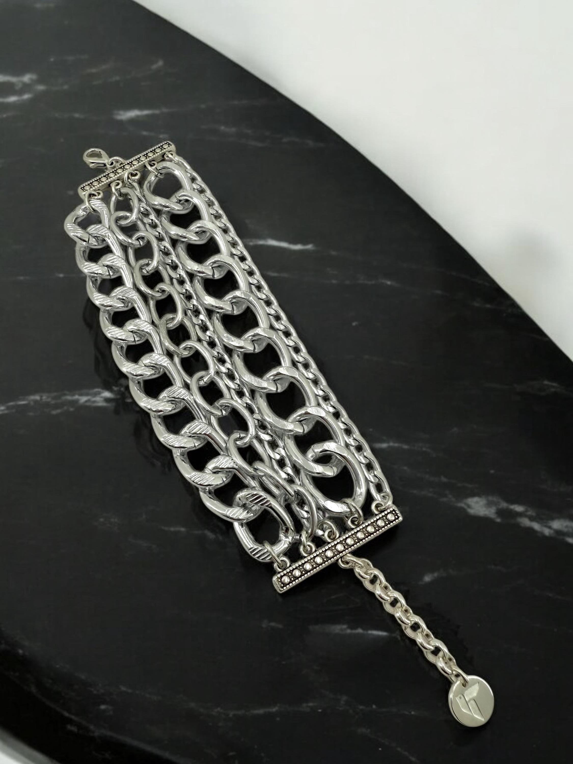 Multi standard Chunky Silver chain bracelet, vintage big link bracelet, lightweight chain bracelet, thick bracelet, extravagant bracelet,