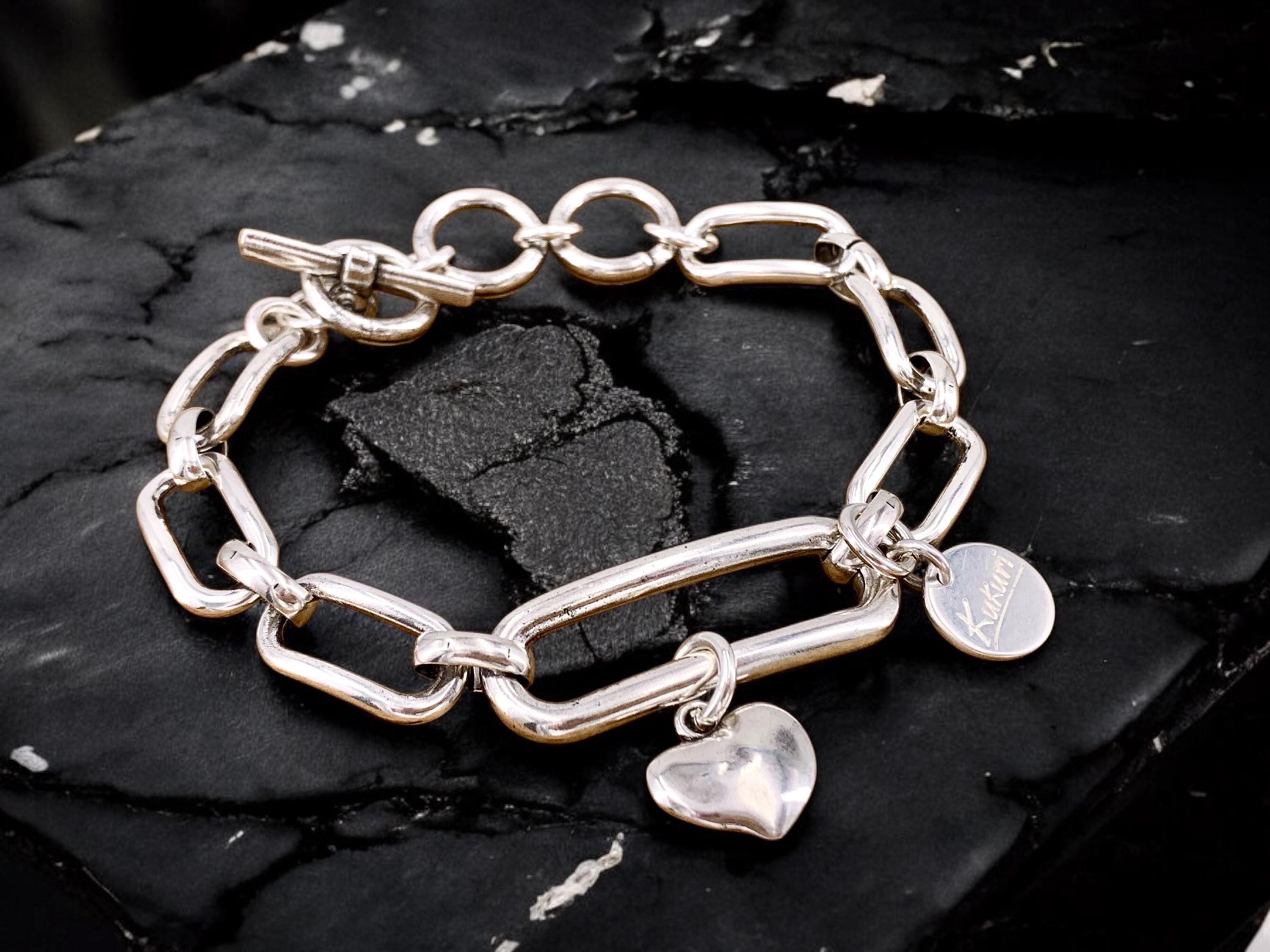 silver chunky chain bracelet, silver large link bracelet, bulky bracelet, heavy silver chain bracelet, bold chain bracelet, uno de 50 style