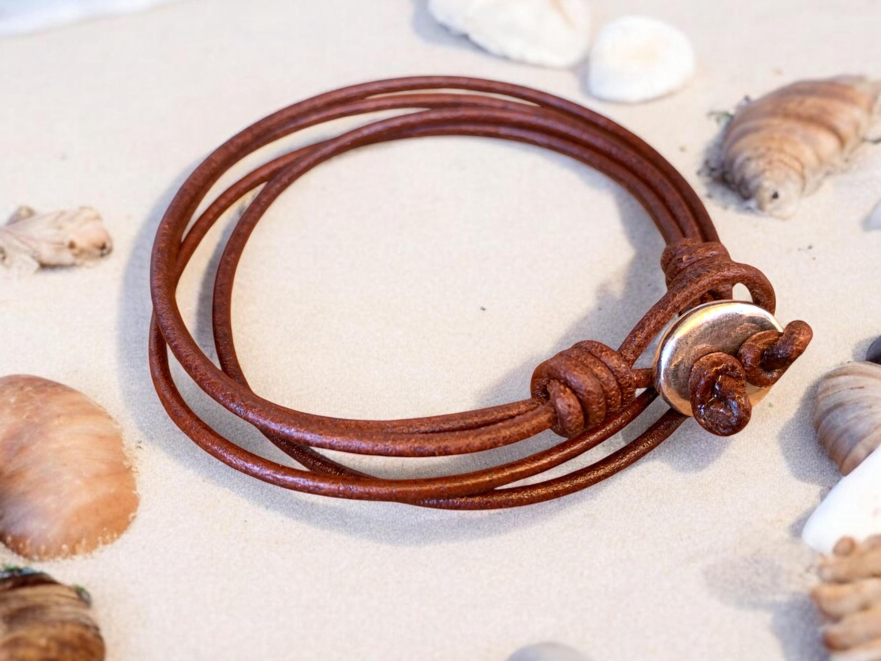 Boho Modern Leather Wrap Bracelet – Unisex Layered Cuff with Silver-Plated Accent, Custom Made to Fit, uno de 50 style, unisex couple gift