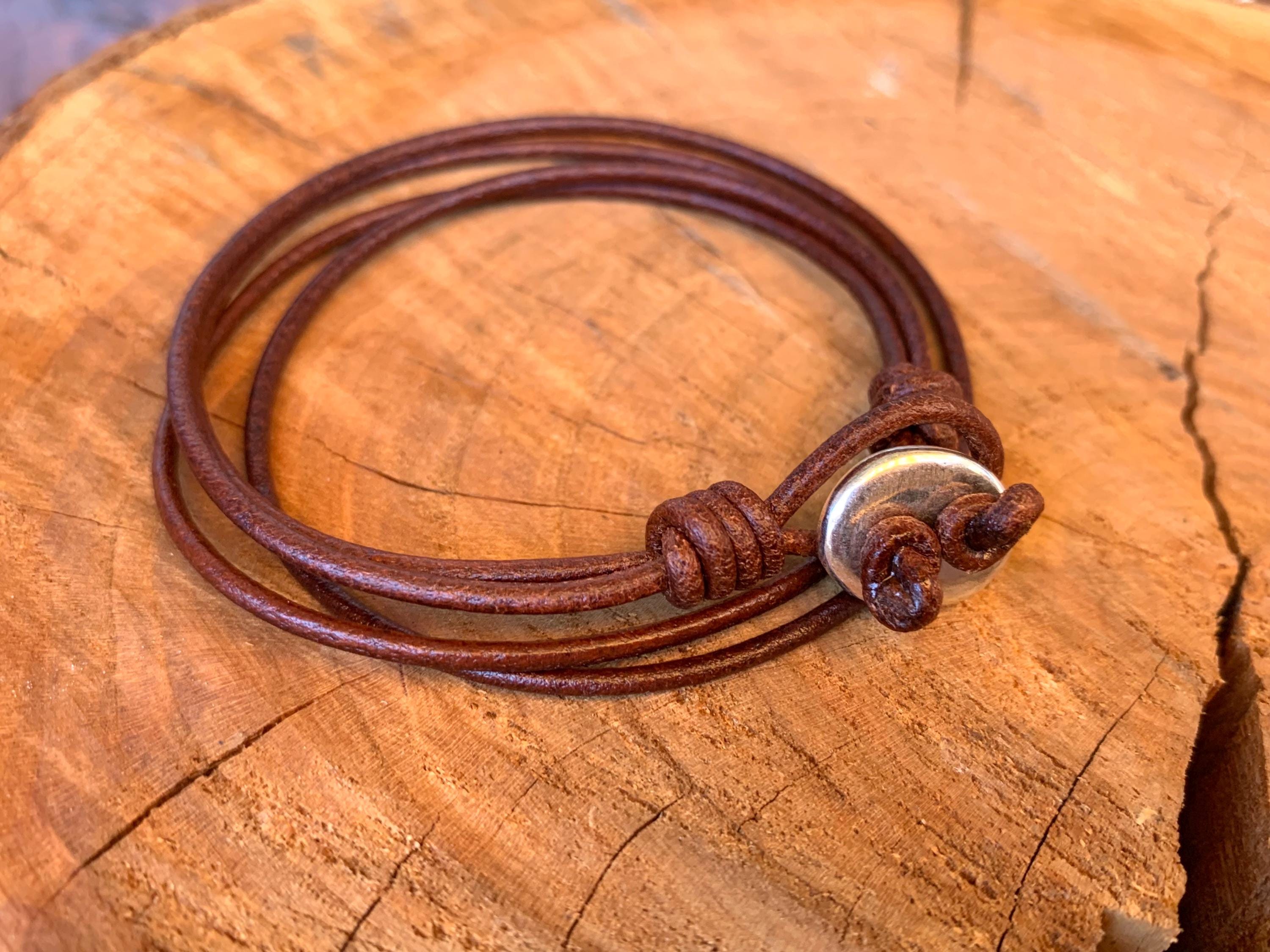 Boho Modern Leather Wrap Bracelet – Unisex Layered Cuff with Silver-Plated Accent, Custom Made to Fit, uno de 50 style, unisex couple gift