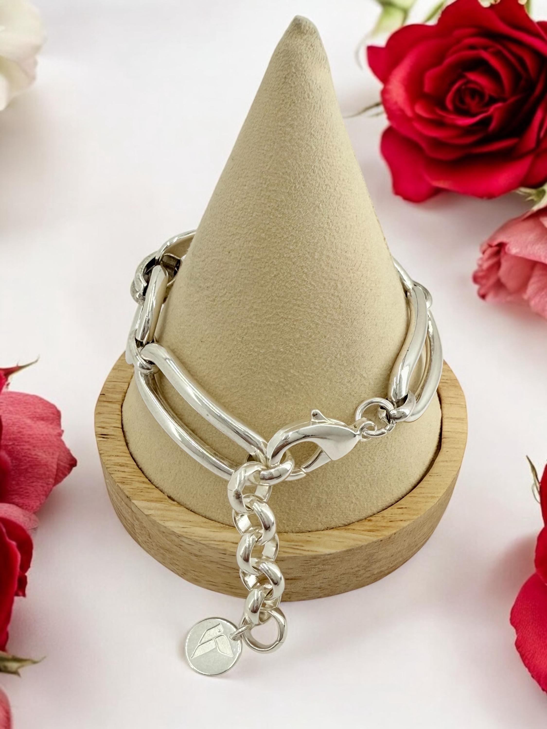 Chunky Chain Bracelet with Extender – Bold Adjustable Design for All Wrist Sizes, uno de 50 style, big link design bracelet