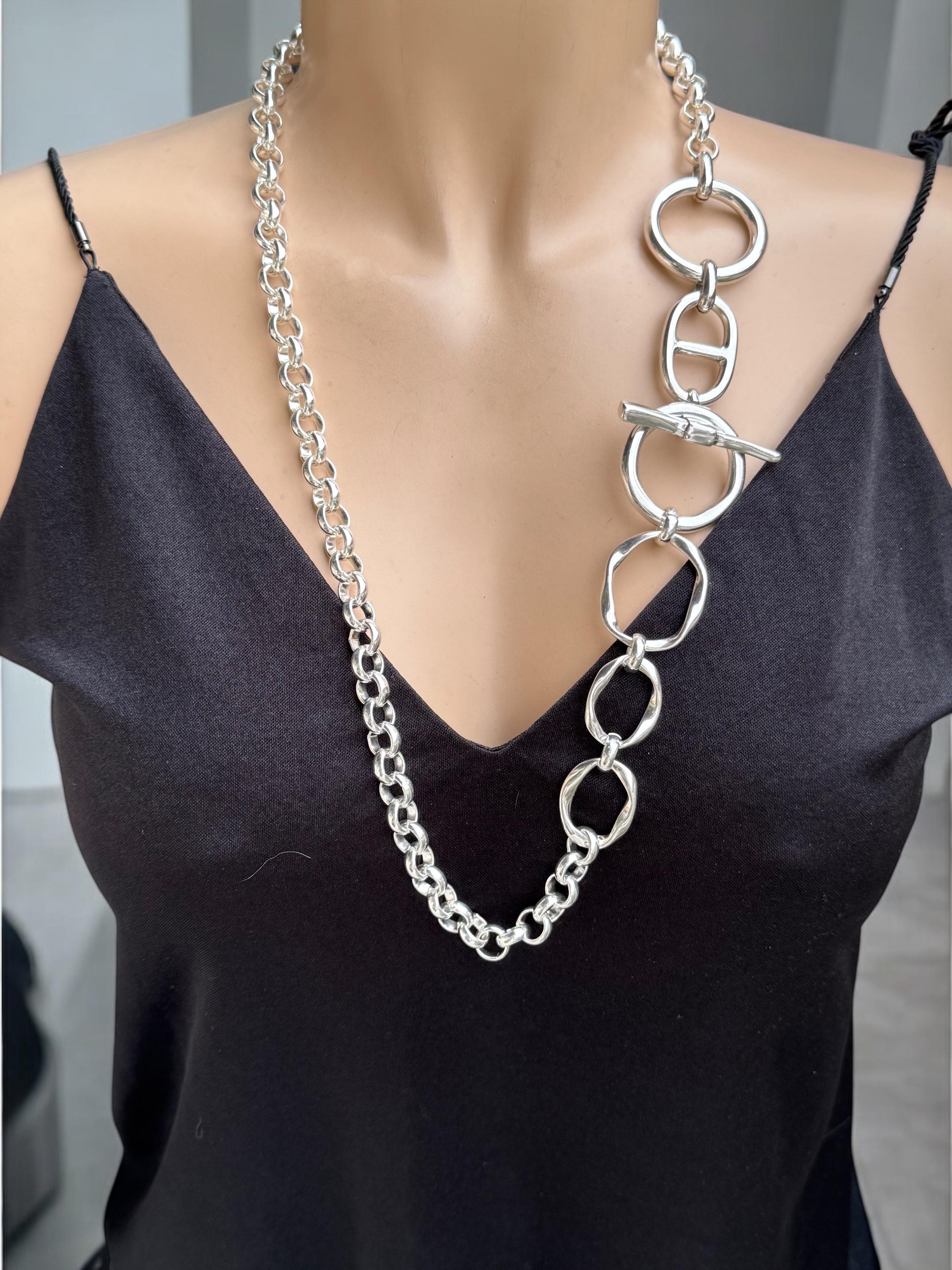 Bold Chain Link Necklace – Sculptural Design Made to Order in Custom Lengths, toggle necklace, heavyweight big link chain necklace