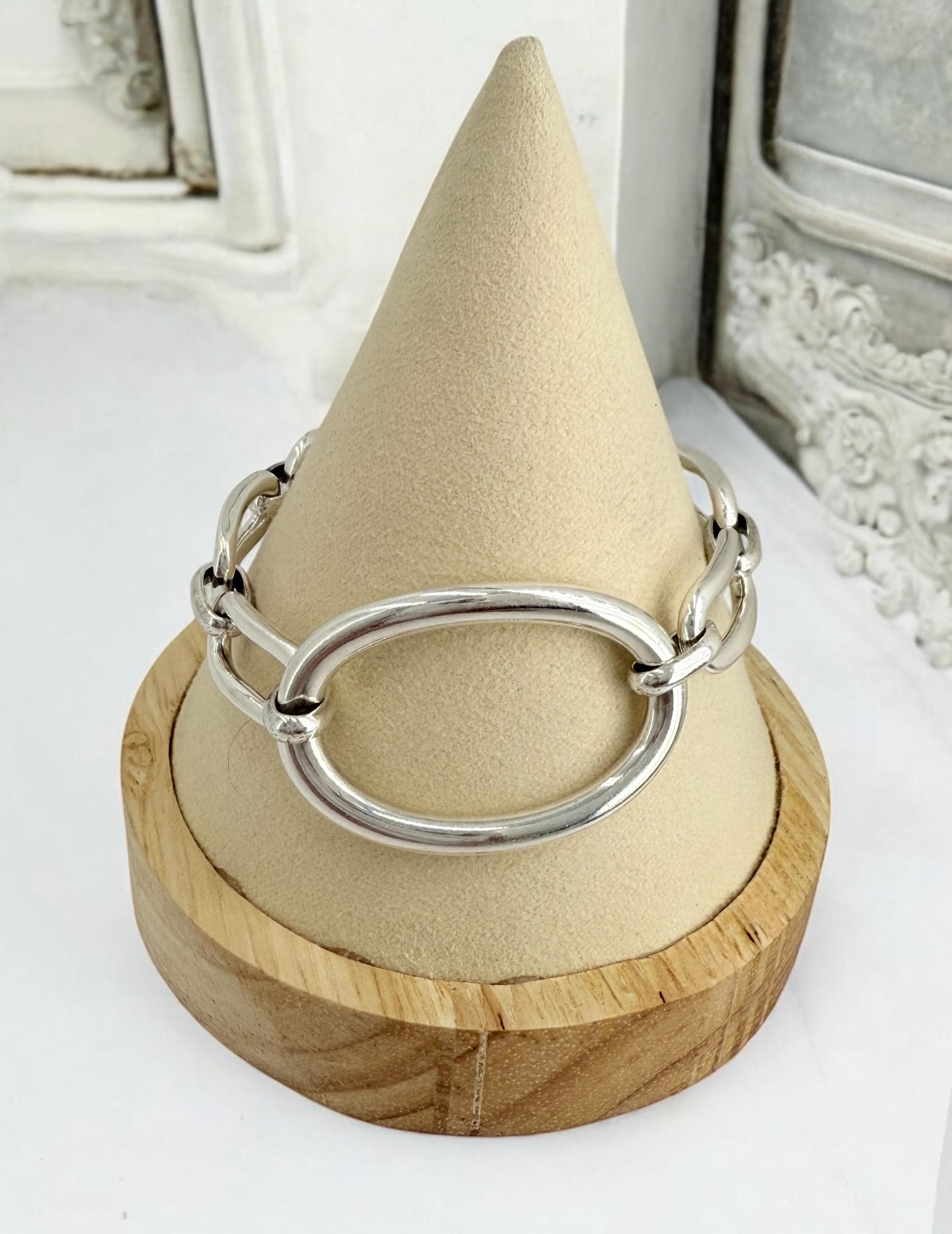 Chunky Silver Link Bracelet – Adjustable Sculptural Chain – Handmade bold jewelry - exclusive design by Kukuri Jewelry