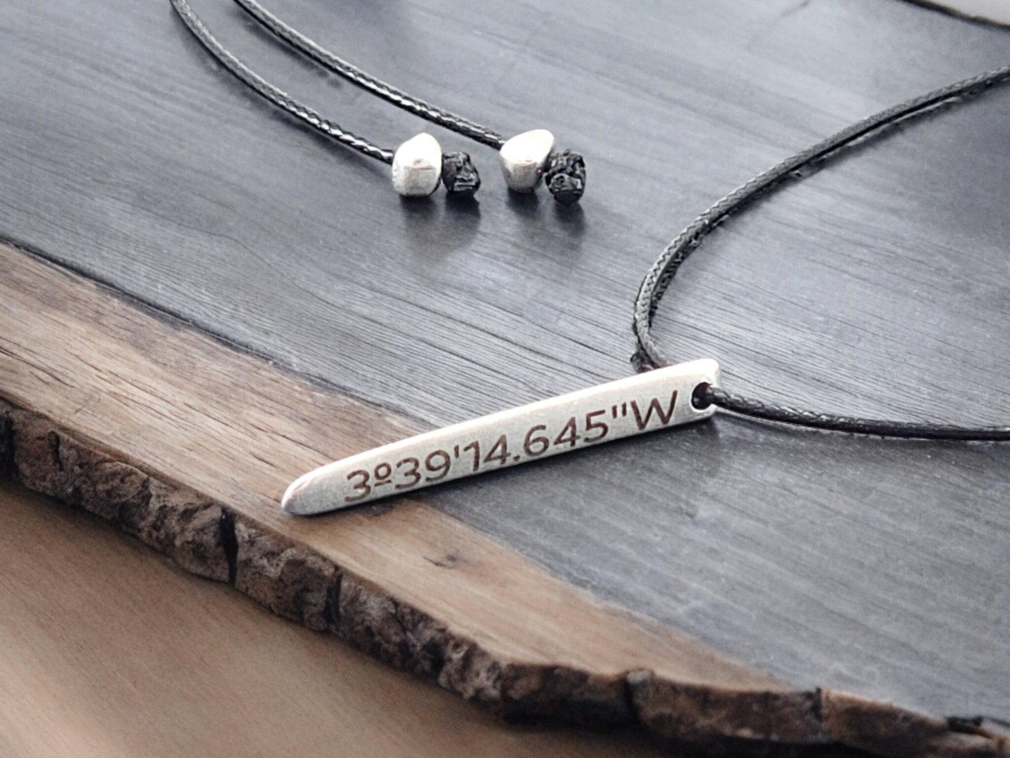 Customized Minimalist Engravable Pendant Necklace, Custom Coordinates, Dates or Names – Adjustable Cord for Everyday Style, customized gift