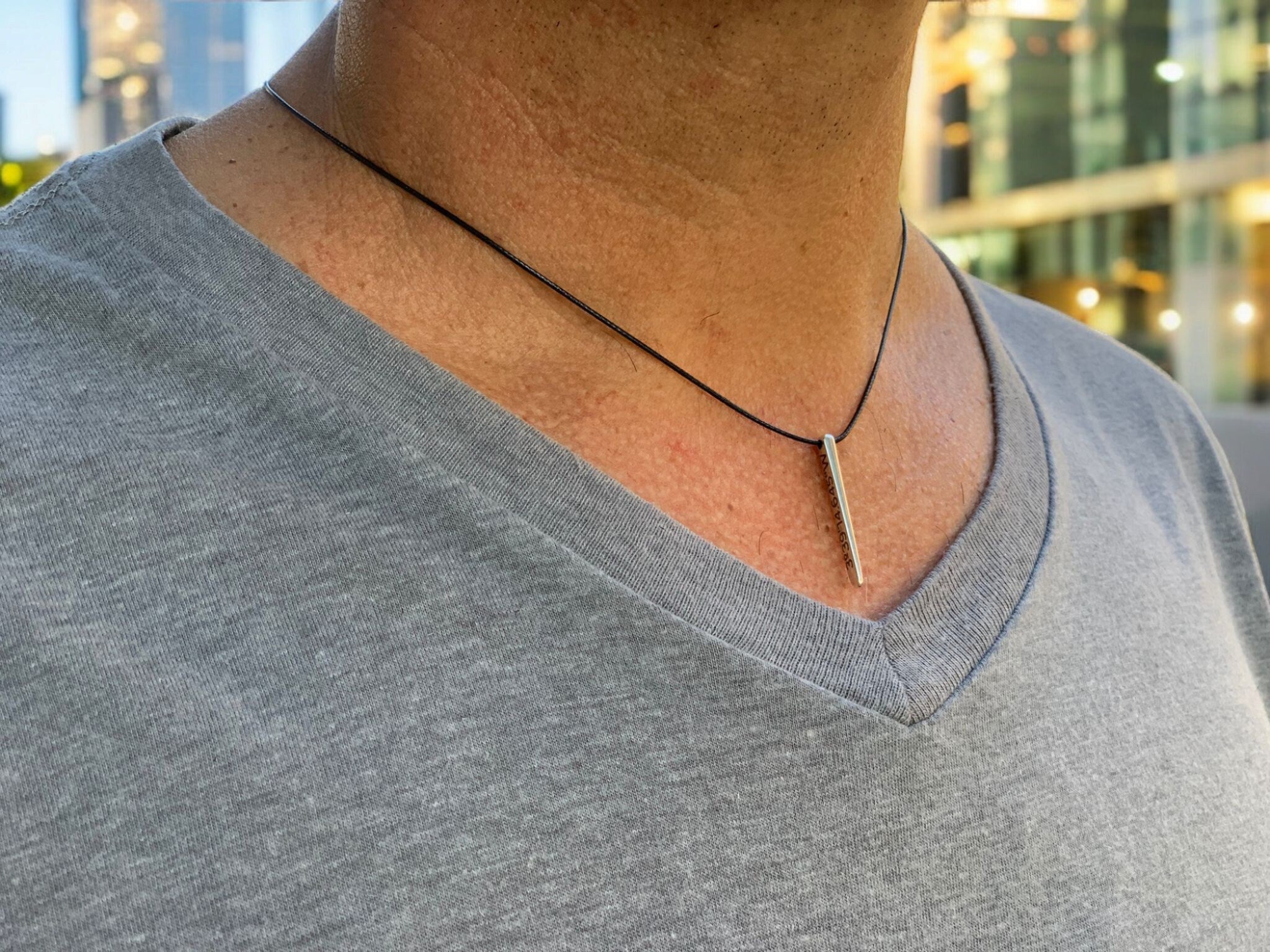 Customized Minimalist Engravable Pendant Necklace, Custom Coordinates, Dates or Names – Adjustable Cord for Everyday Style, customized gift