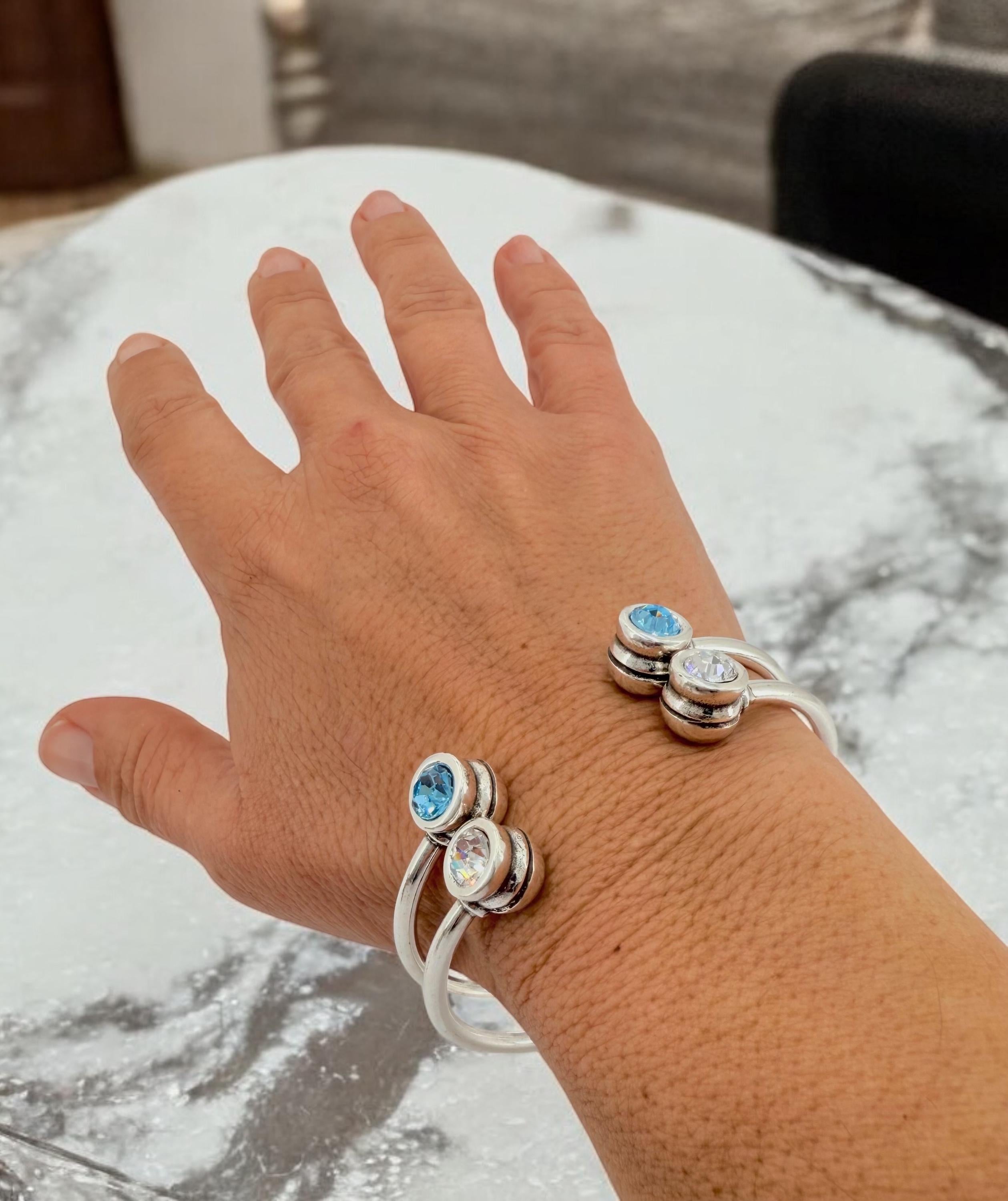 Delicate Adjustable Silver Bracelets – Featuring Swarovski Crystals and a Sleek, Modern Design, Minimalist Silver Cuff, ideal for gifting