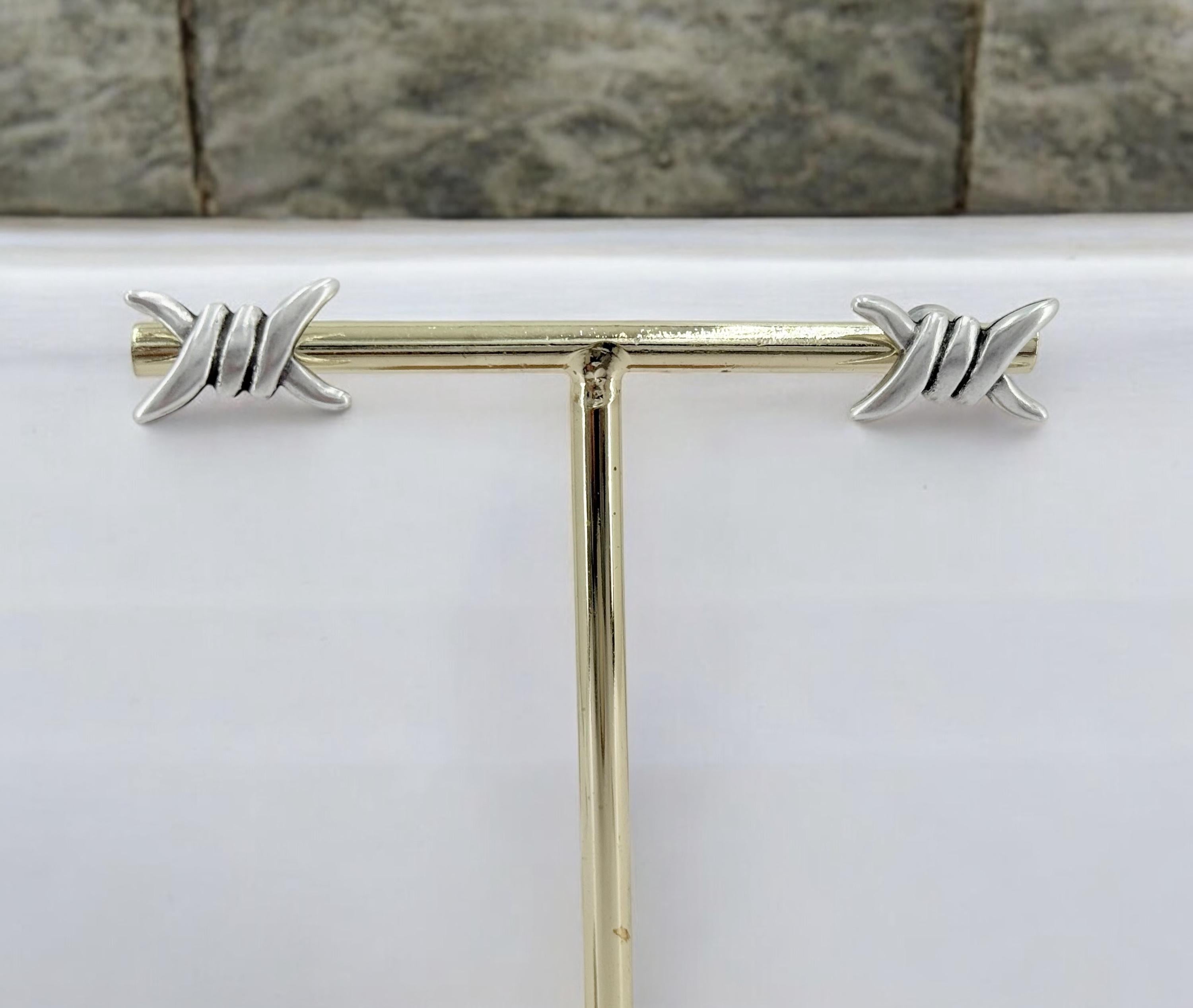 Barbed Wire Silver Earrings – Handmade Industrial Statement Jewelry, unisex earrings,