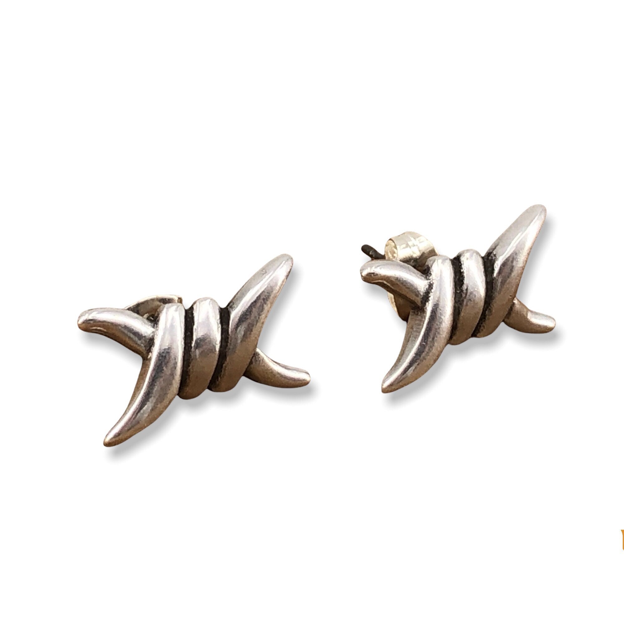 Barbed Wire Silver Earrings – Handmade Industrial Statement Jewelry, unisex earrings,