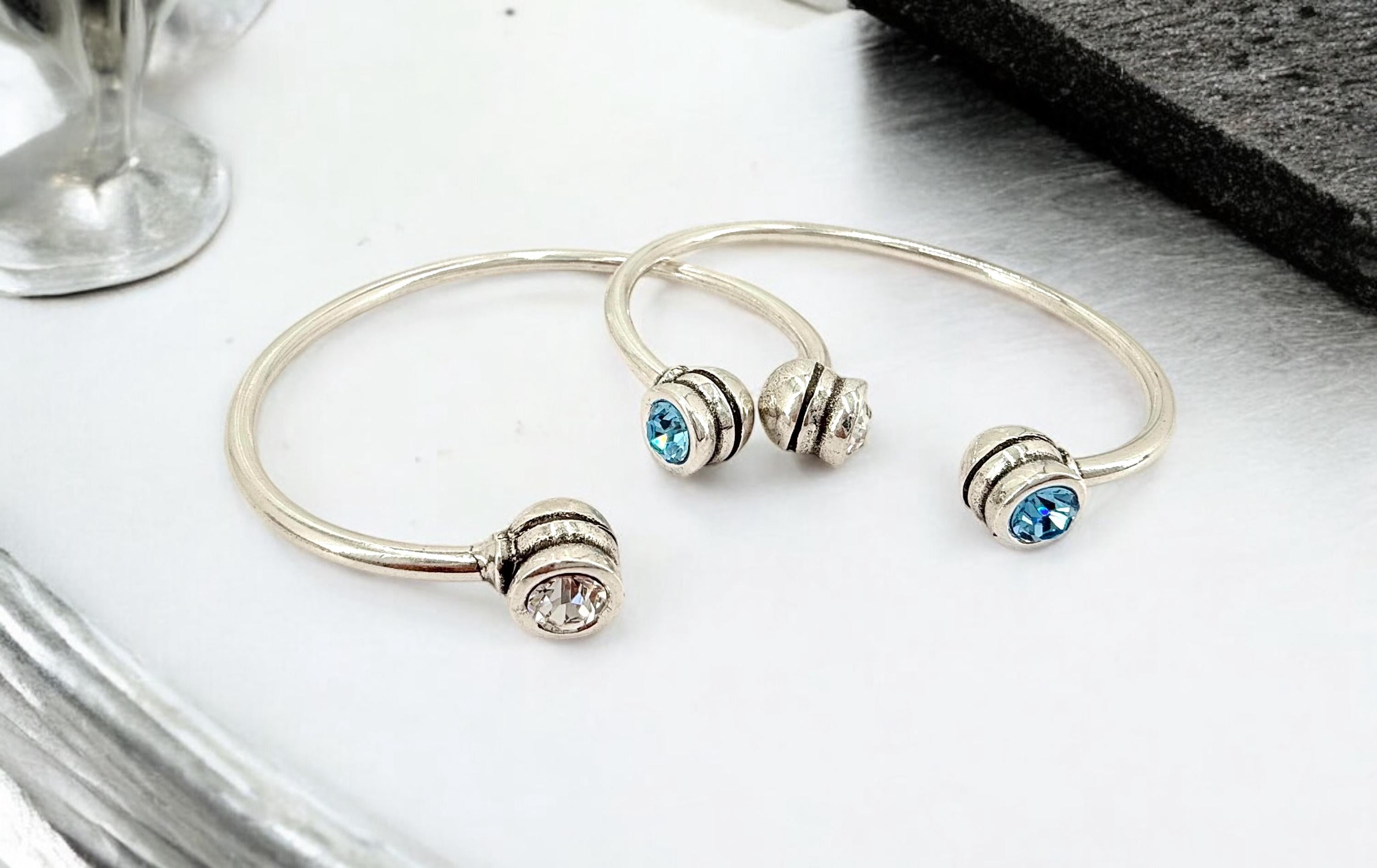Delicate Adjustable Silver Bracelets – Featuring Swarovski Crystals and a Sleek, Modern Design, Minimalist Silver Cuff, ideal for gifting