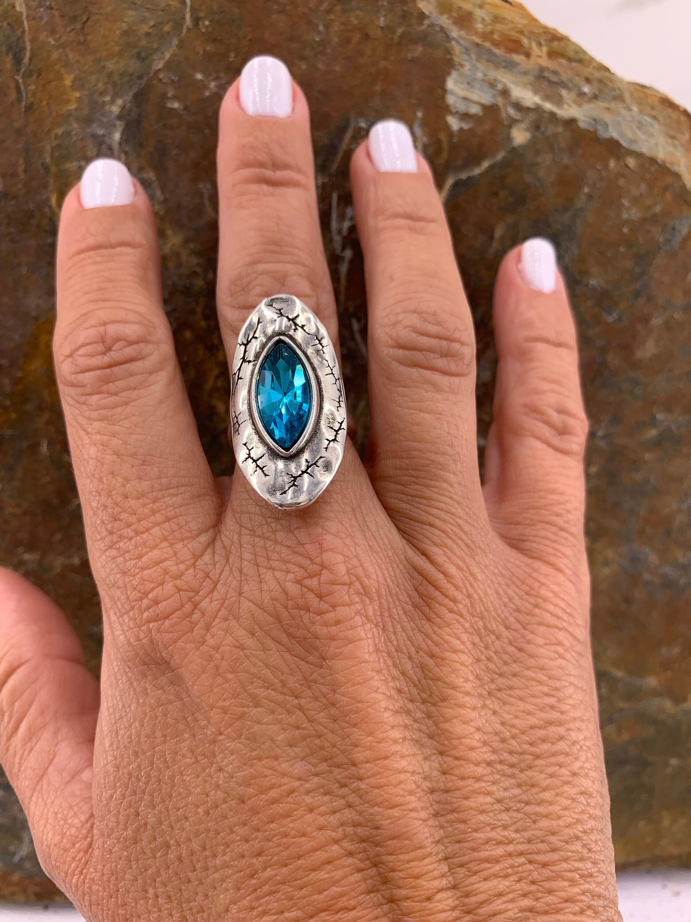 Chunky crystal and silver ring, Swaroski statement ring, voluminous ring, wide ring, uno de 50 style ring, Christmas gift for her,