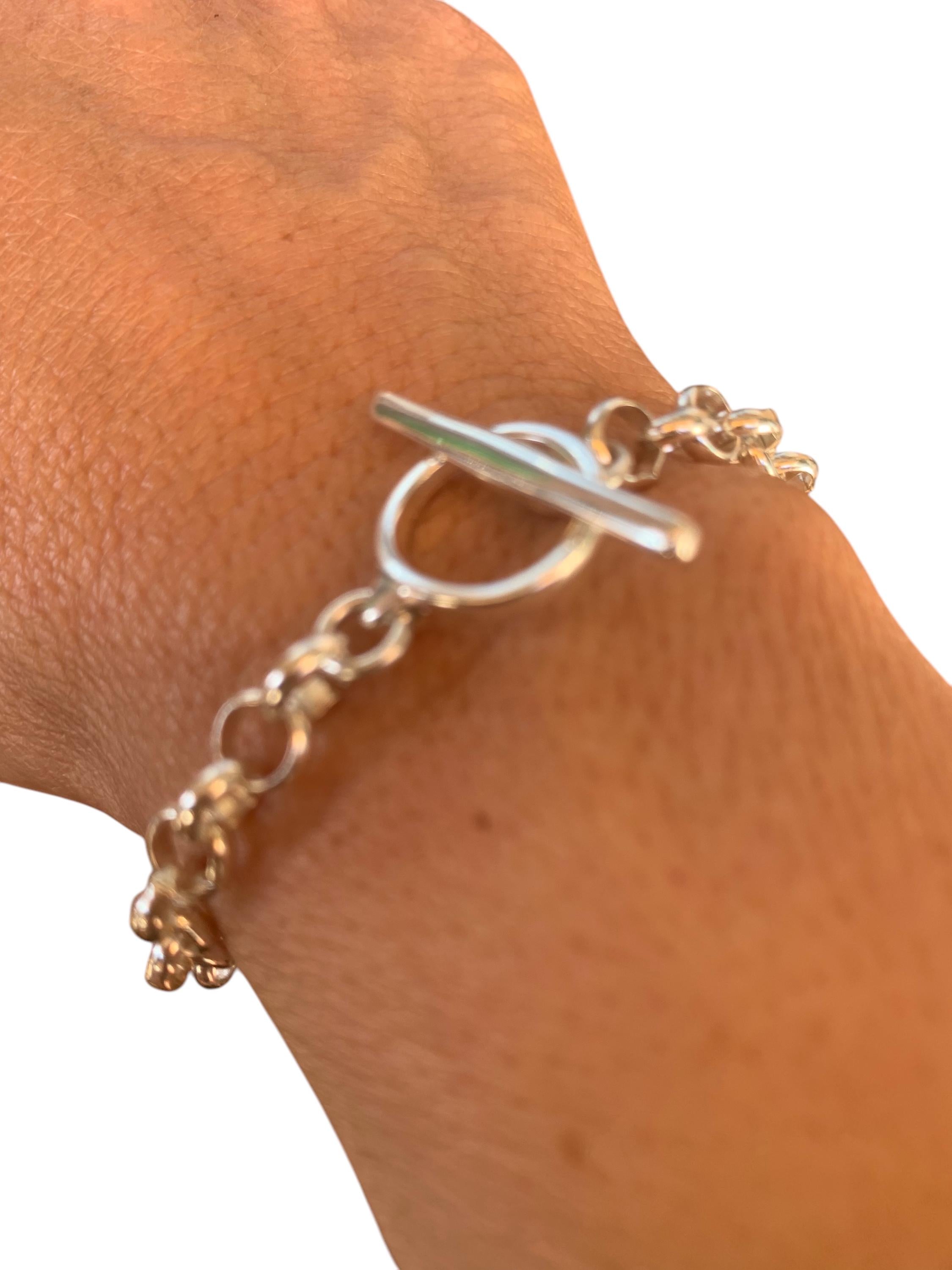 Silver chain bracelet, chunky silver chain french, bracelet, silver bracelet, style bracelet, woman T clasp bracelet