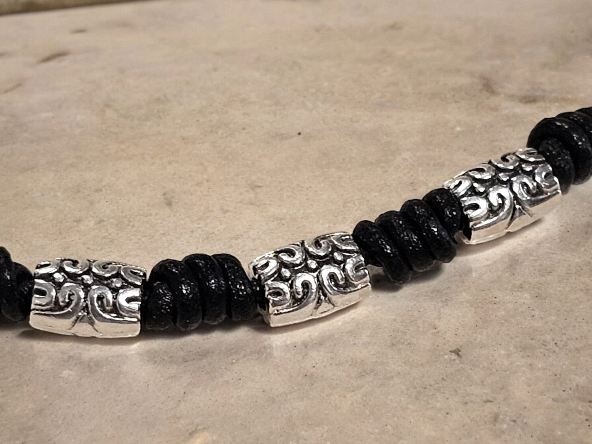 Leather necklace for men, handmade beaded leather necklace, knotted necklace for men, gift for men, bohemian necklace, tribal men necklace