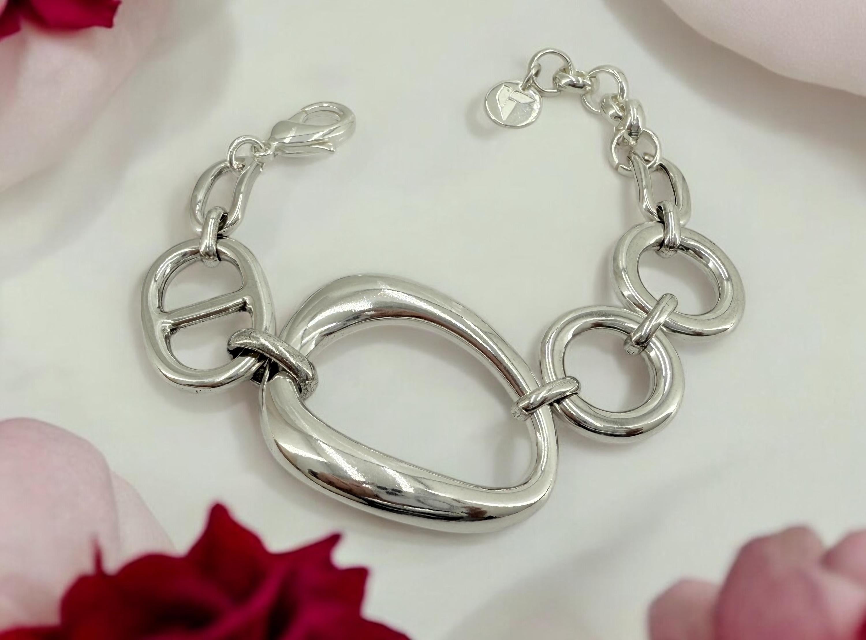 chunky link chain bracelet, oversize silver bracelet, thick link bracelet, big size bracelet, bold big chain link bracelet, wide bracelet