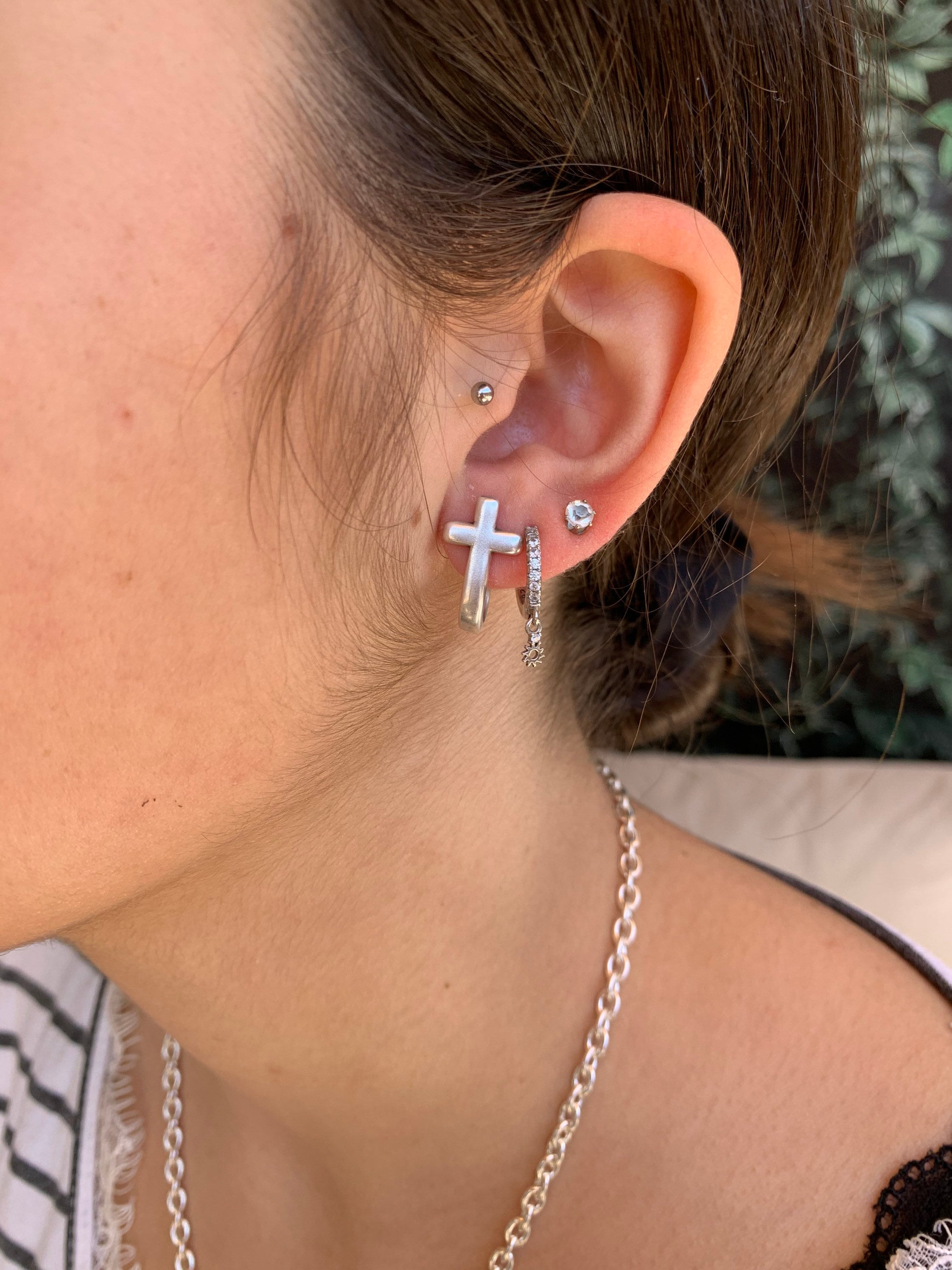 Geometric Cross Stud Earrings – Sleek Modern Design with Bold Minimalist Edge, unisex cross earrings, rock style earrings, men earrings