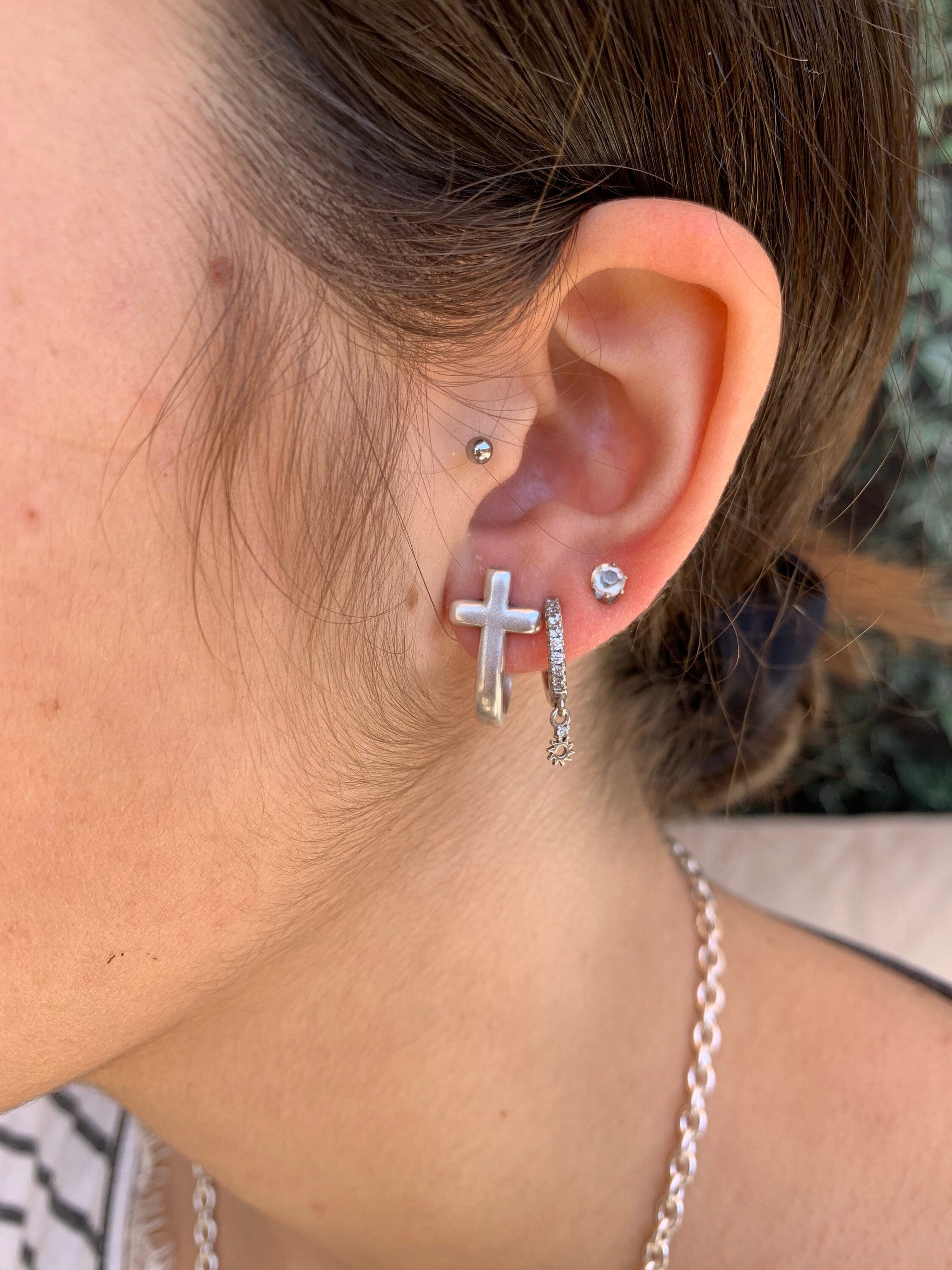 Geometric Cross Stud Earrings – Sleek Modern Design with Bold Minimalist Edge, unisex cross earrings, rock style earrings, men earrings
