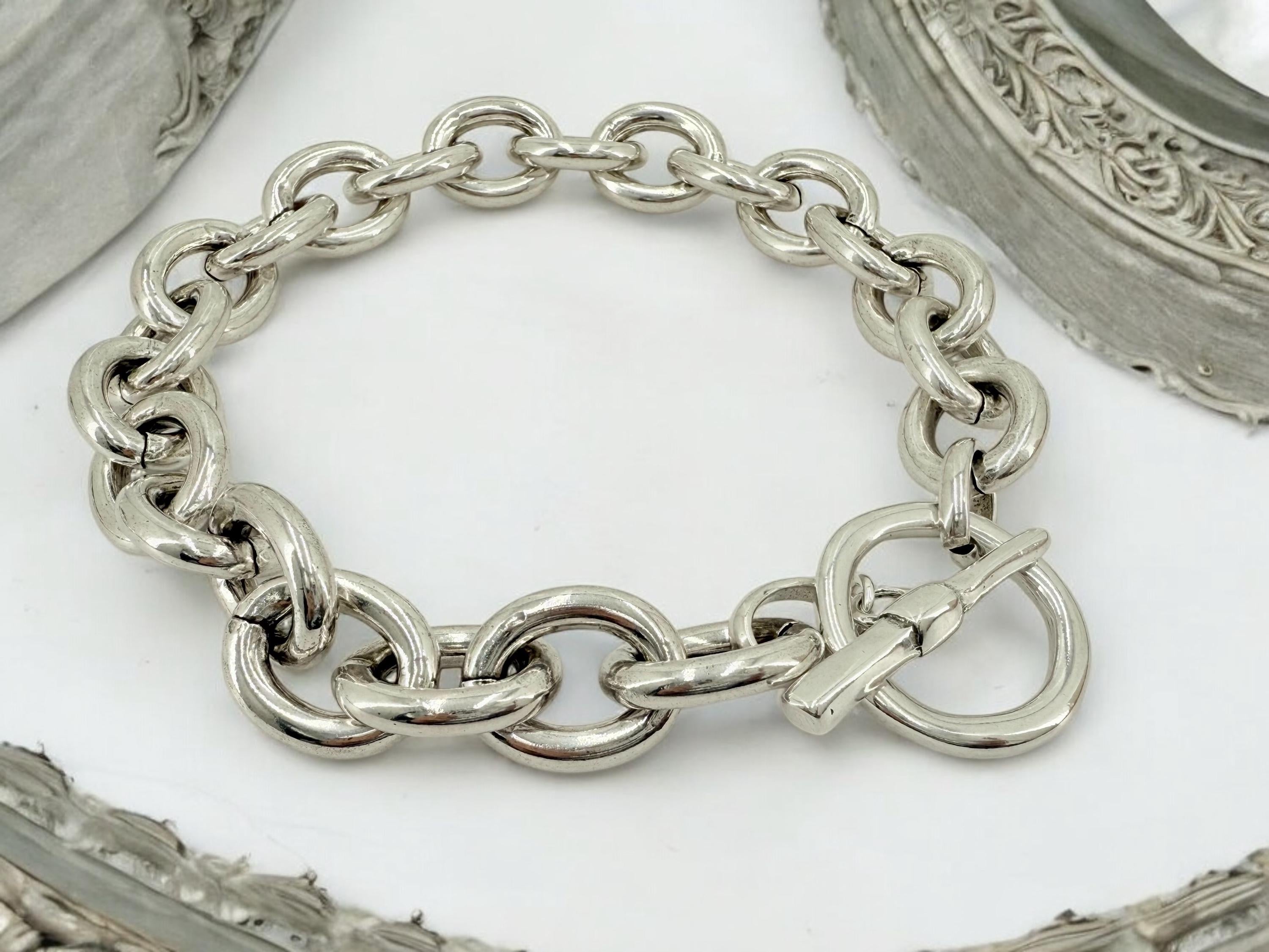 Chunky silver toggle clasp lightweight necklace, bold chain chunky light necklace, aluminum chain necklace, uno de 50 style, gift for her
