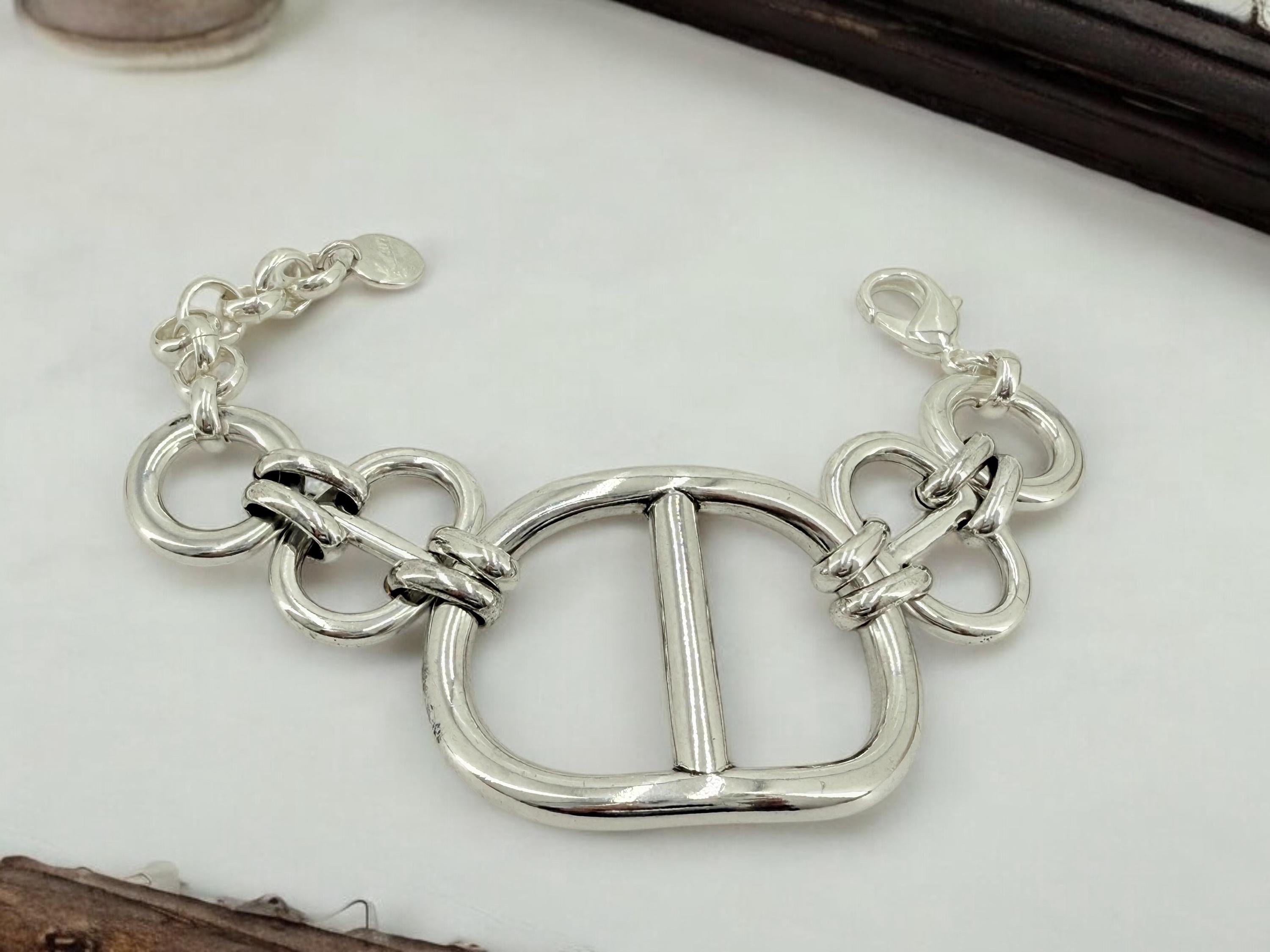 Chunky silver bracelet, cuff bracelet, silver bold bracelet, silver chain bracelet, thick link bracelet, uno de 50 style, statement bracelet