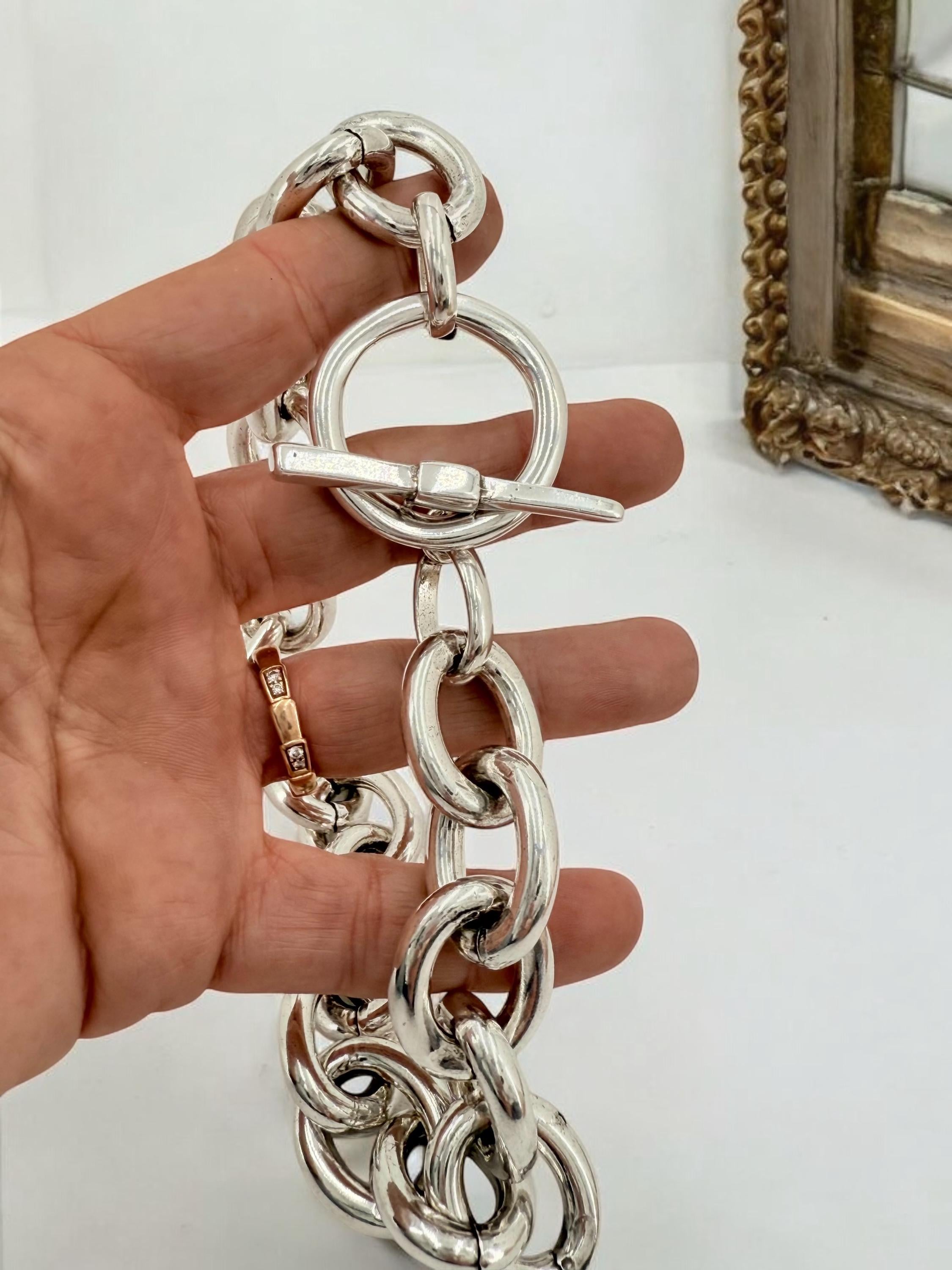Chunky silver toggle clasp lightweight necklace, bold chain chunky light necklace, aluminum chain necklace, uno de 50 style, gift for her