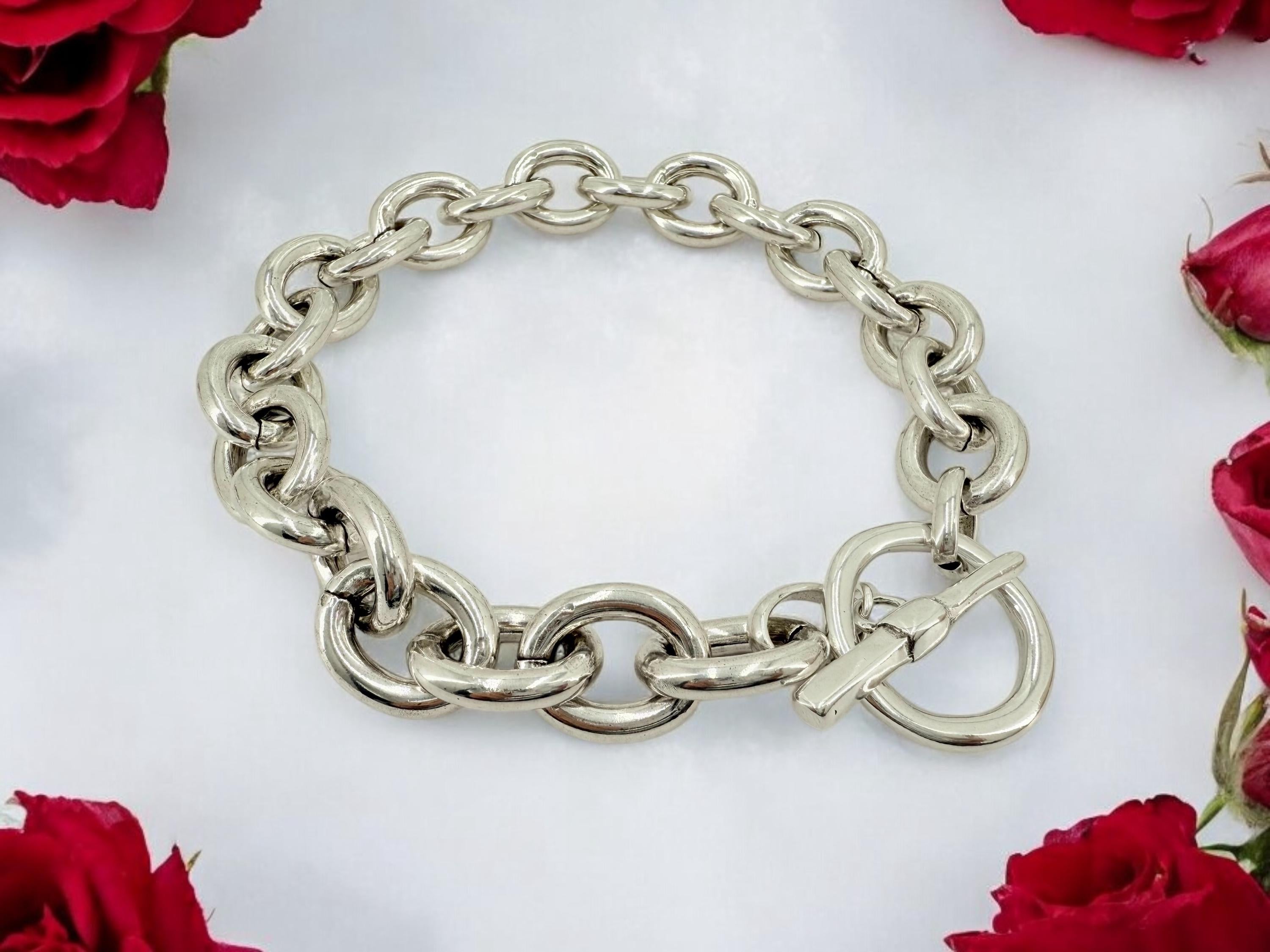Chunky silver toggle clasp lightweight necklace, bold chain chunky light necklace, aluminum chain necklace, uno de 50 style, gift for her