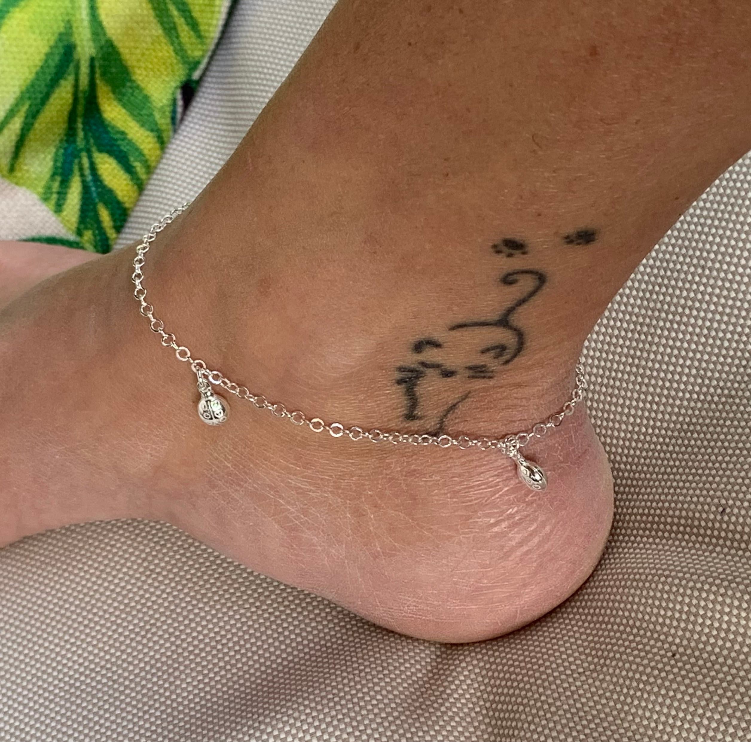 bohemian silver delicate balls chain ankle bracelet, dainty 925 sterling silver anklet, delicate silver anklet, sparkly anklet, gift for her