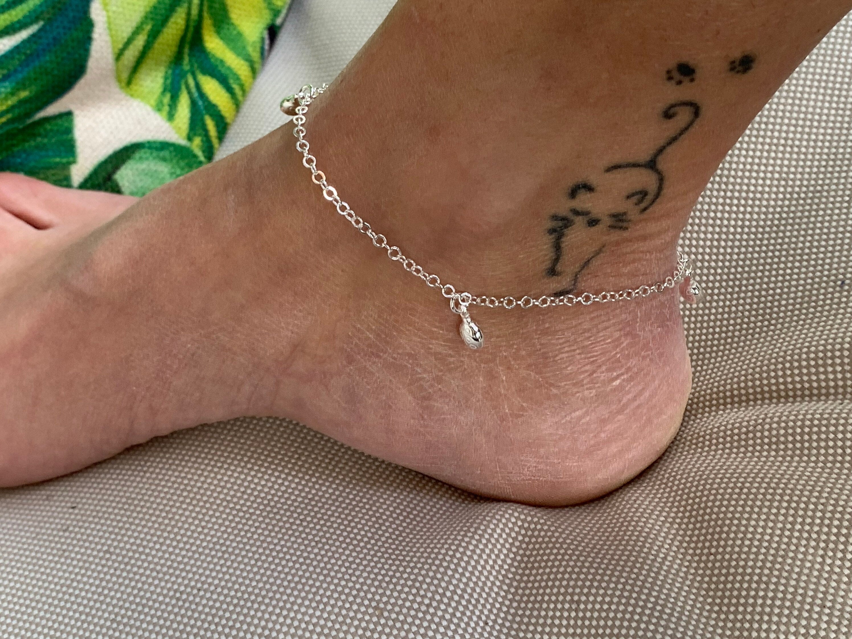 bohemian silver delicate balls chain ankle bracelet, dainty 925 sterling silver anklet, delicate silver anklet, sparkly anklet, gift for her