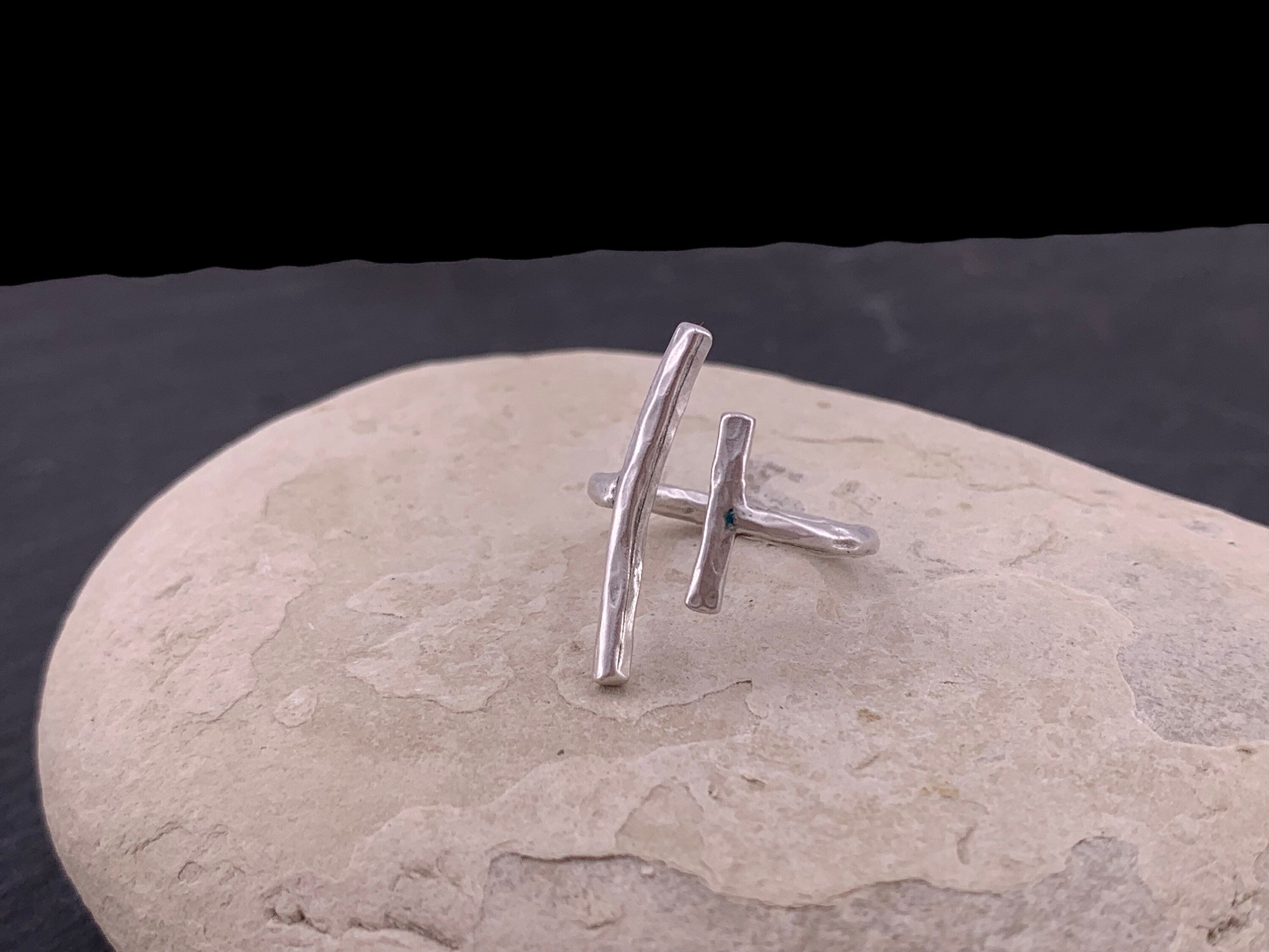 Dainty parallels bars Silver ring, adjustable silver ring, asimetrical bars ring, bohemian dainty ring, gift for her, open silver ring