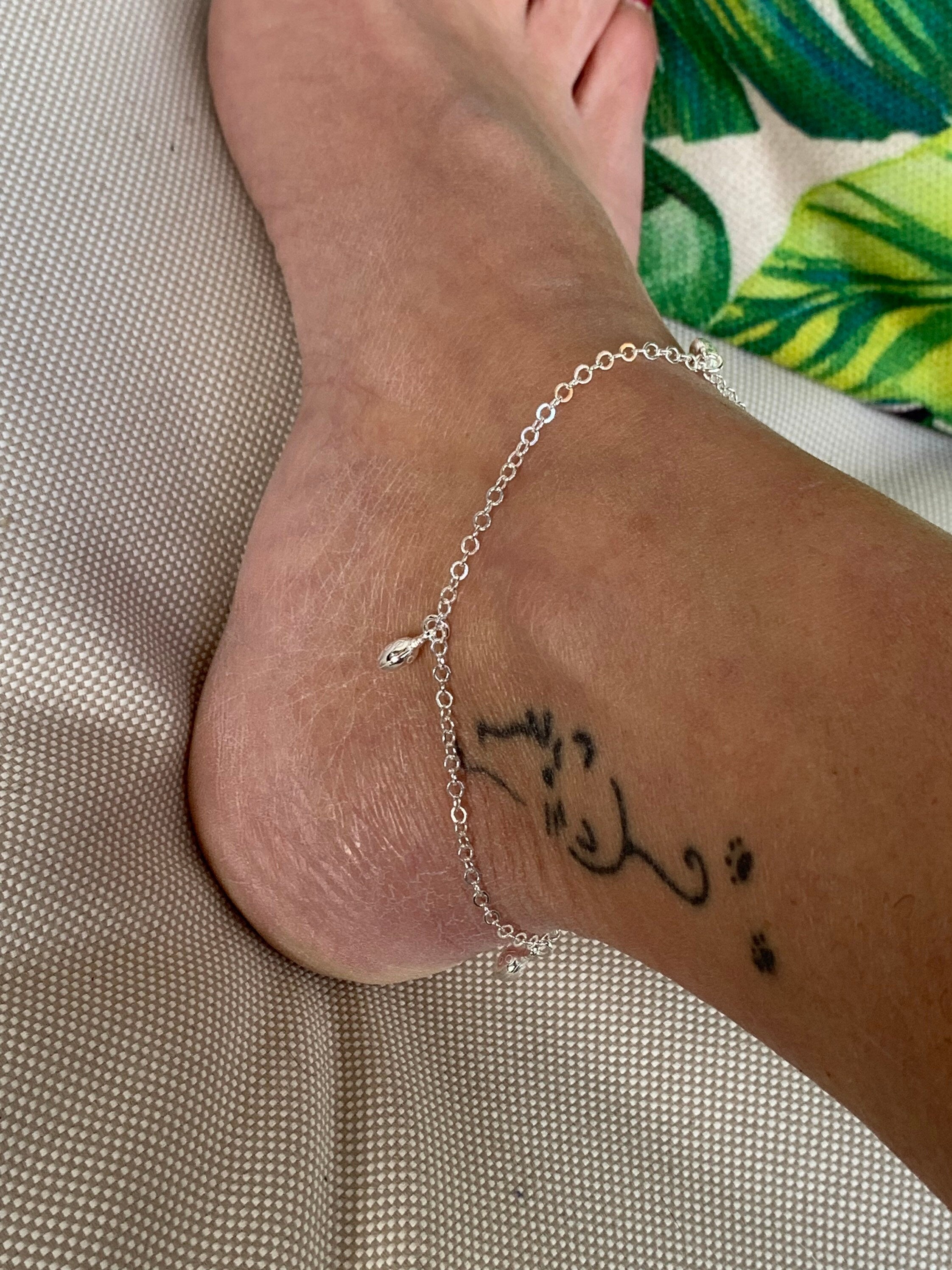 bohemian silver delicate balls chain ankle bracelet, dainty 925 sterling silver anklet, delicate silver anklet, sparkly anklet, gift for her