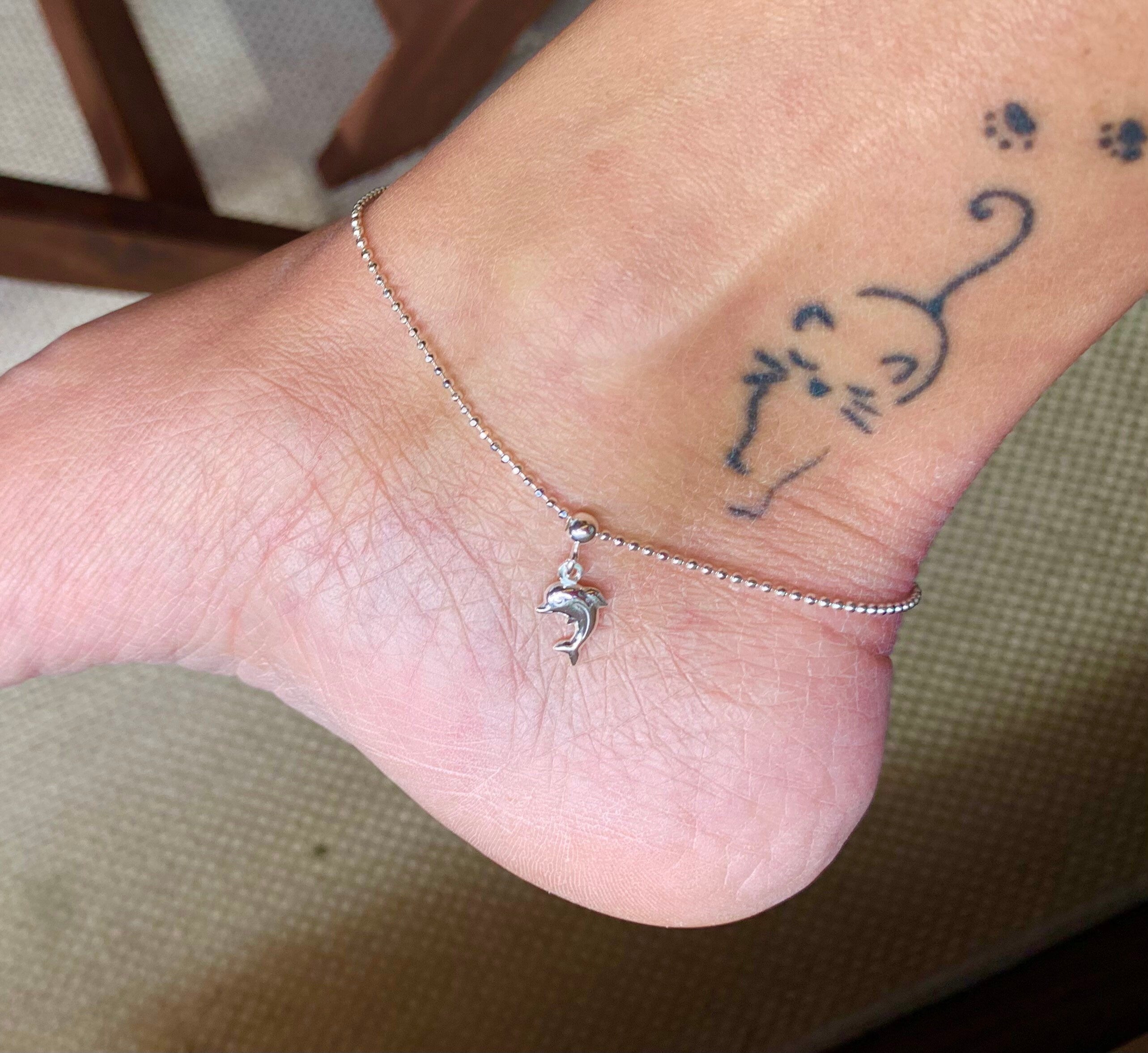 925 Sterling Silver Dolphin Anklet – Handmade Ocean-Inspired Jewelry, Delicate Gift for Her, perfect summer gift, charmed anklet