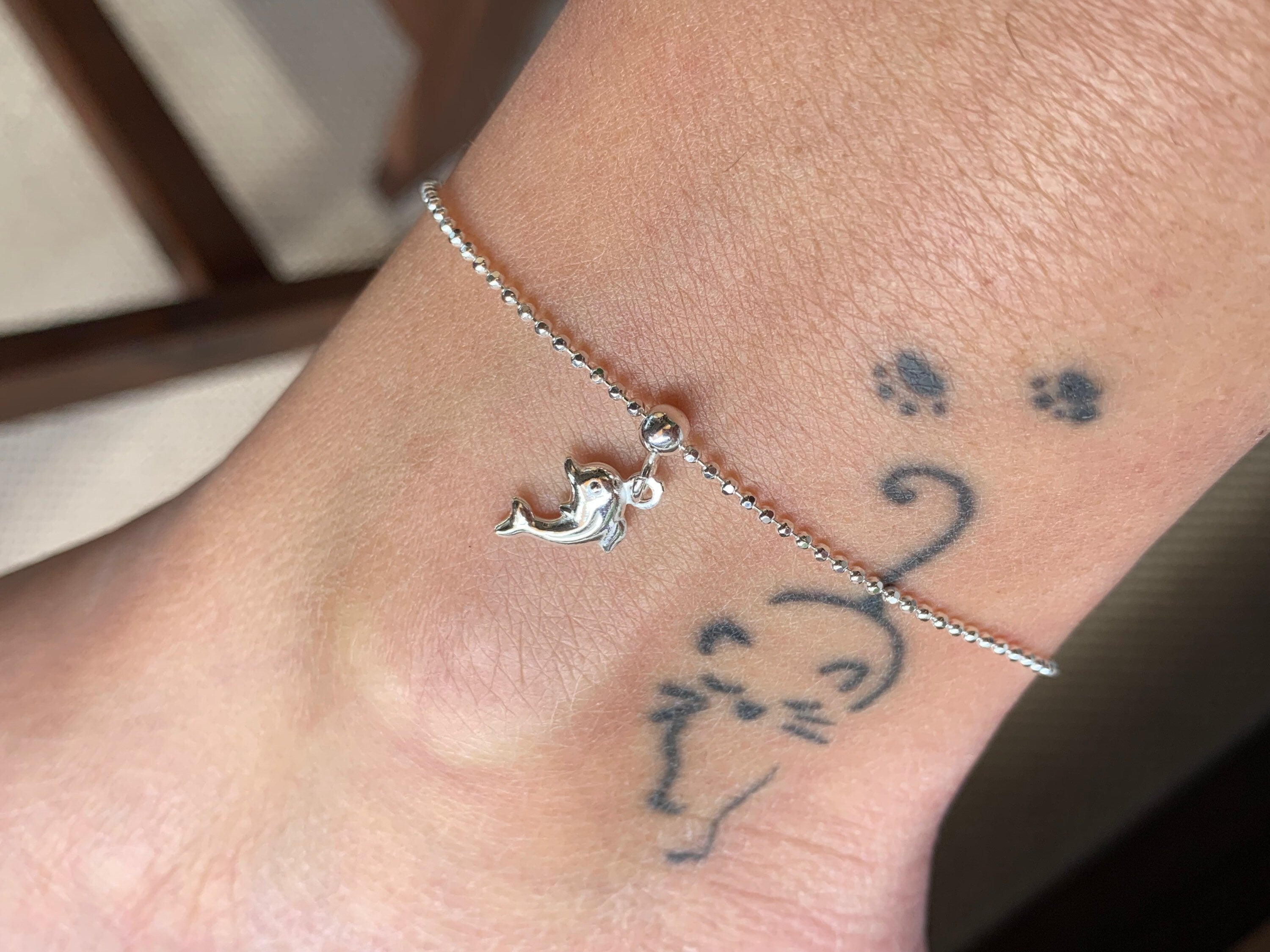 925 Sterling Silver Dolphin Anklet – Handmade Ocean-Inspired Jewelry, Delicate Gift for Her, perfect summer gift, charmed anklet