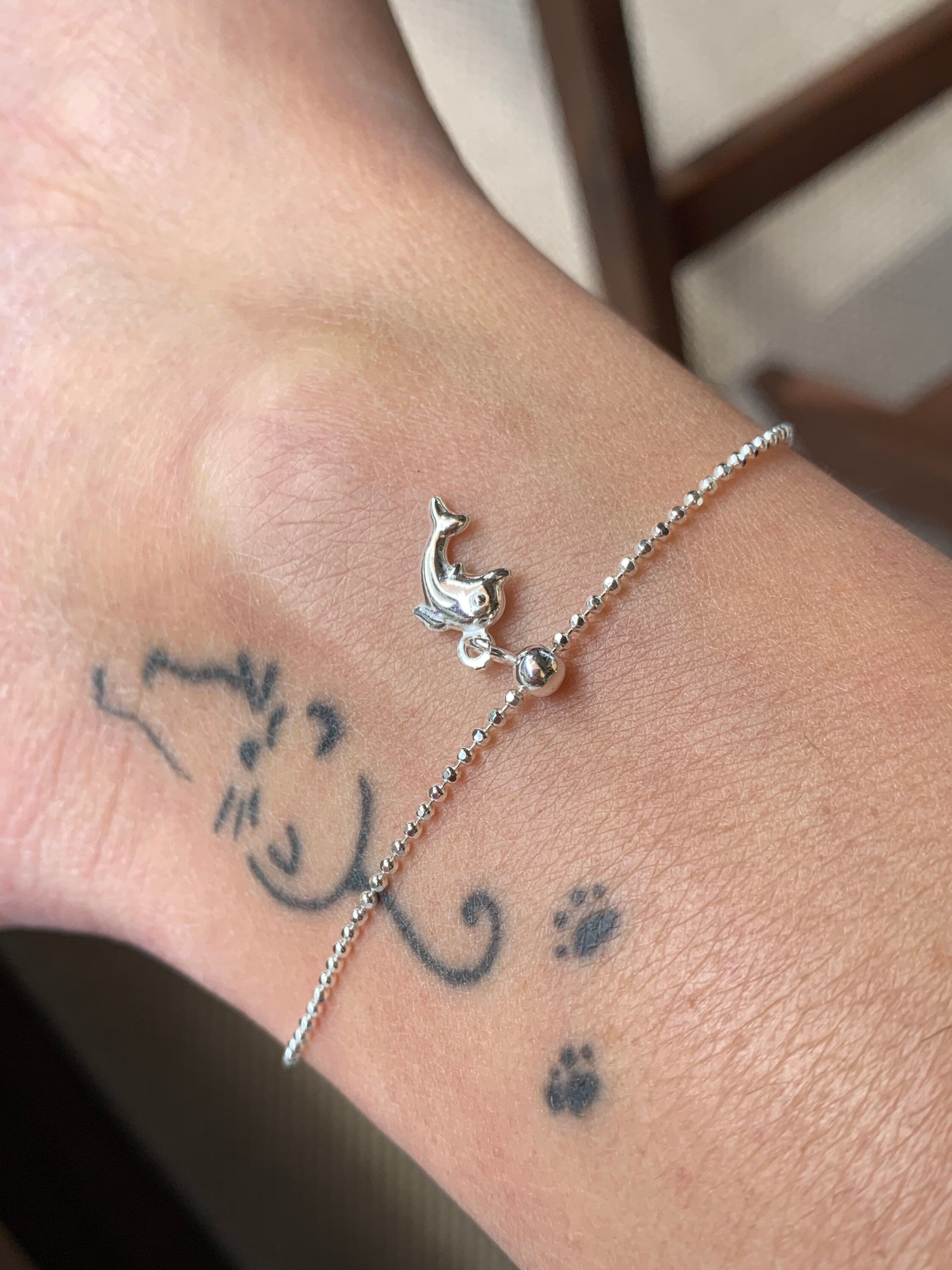 925 Sterling Silver Dolphin Anklet – Handmade Ocean-Inspired Jewelry, Delicate Gift for Her, perfect summer gift, charmed anklet