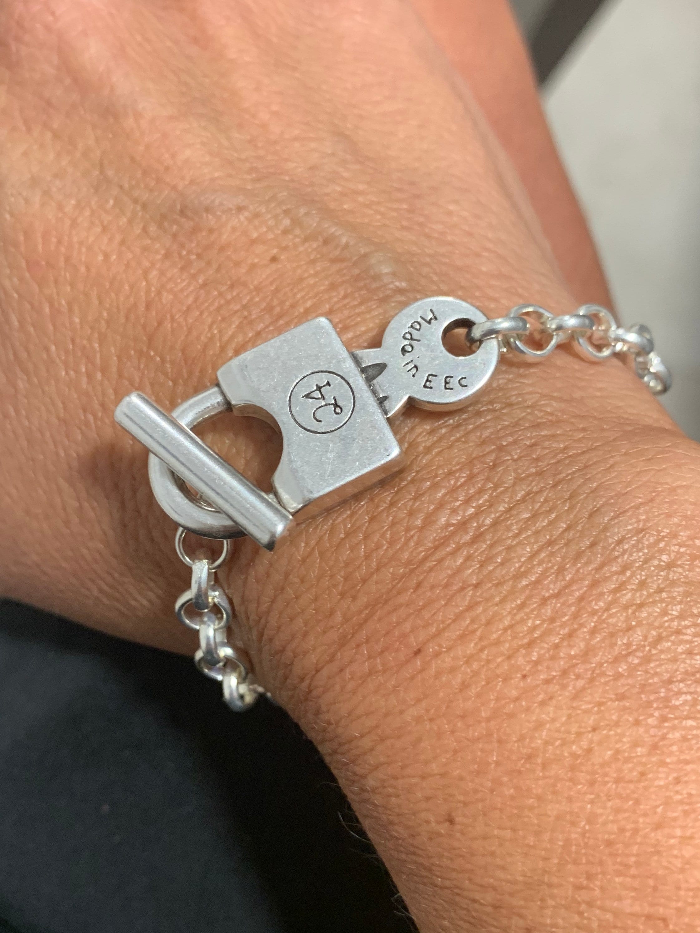 Silver chain padlock bracelet, padlock bracelet, chain bracelet, style bracelet, woman silver bracelet