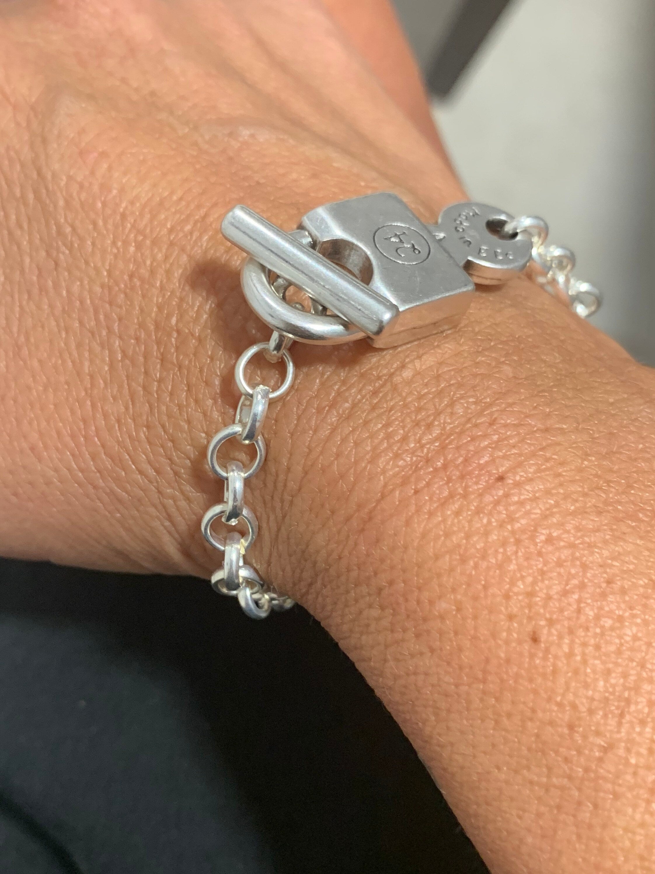 Silver chain padlock bracelet, padlock bracelet, chain bracelet, style bracelet, woman silver bracelet