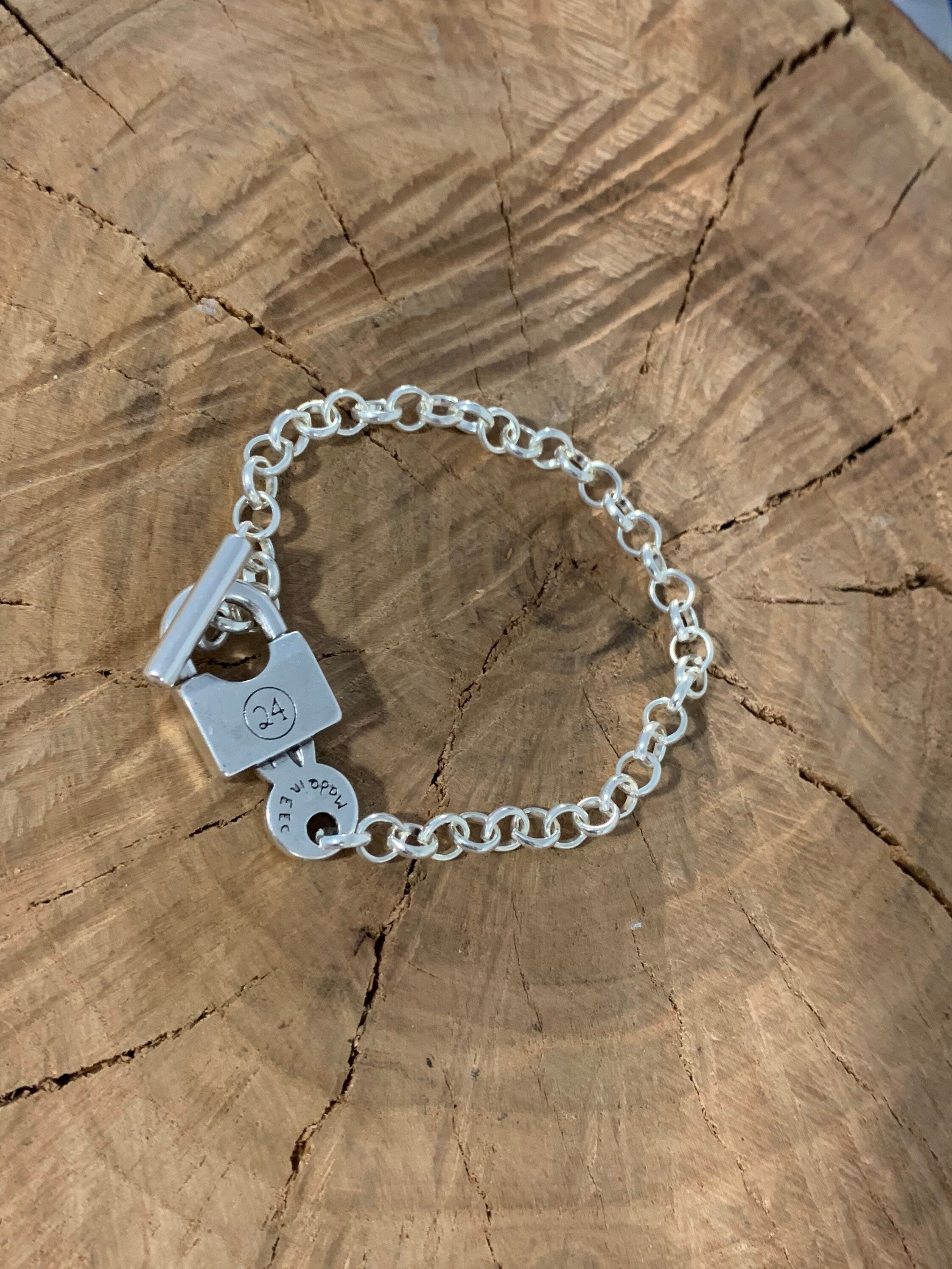 Silver chain padlock bracelet, padlock bracelet, chain bracelet, style bracelet, woman silver bracelet