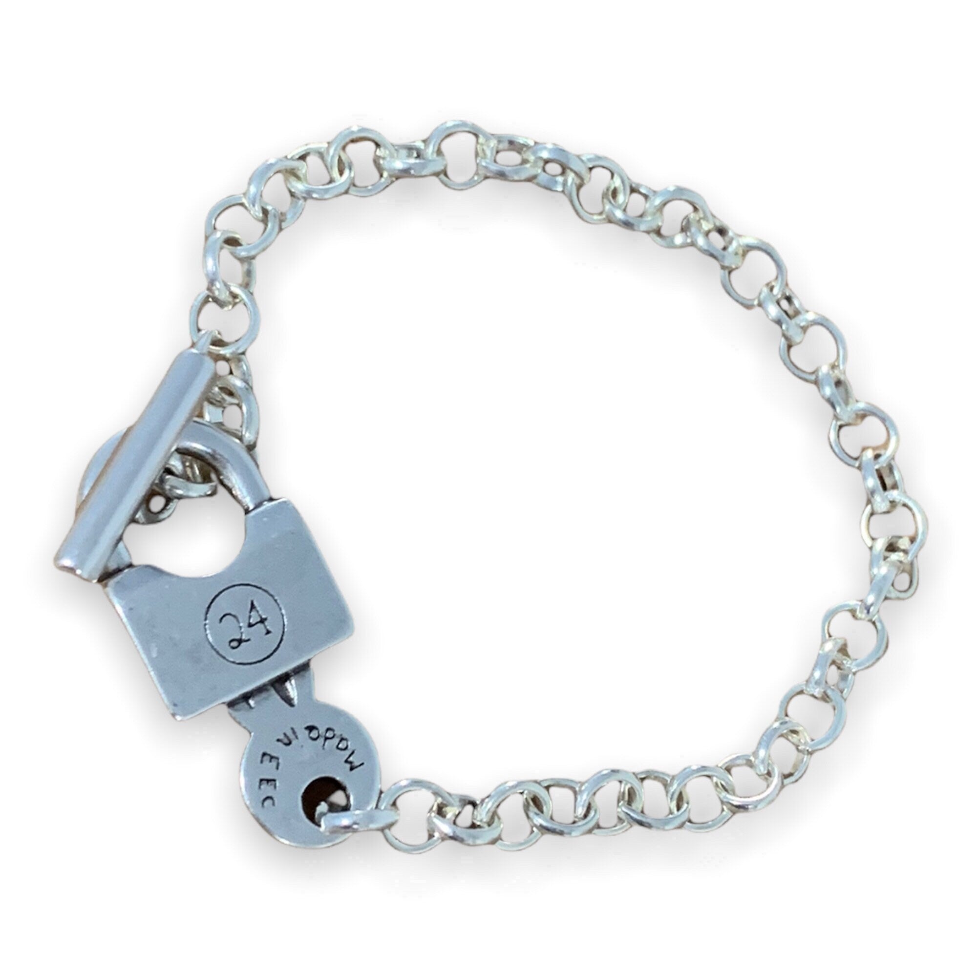 Silver chain padlock bracelet, padlock bracelet, chain bracelet, style bracelet, woman silver bracelet