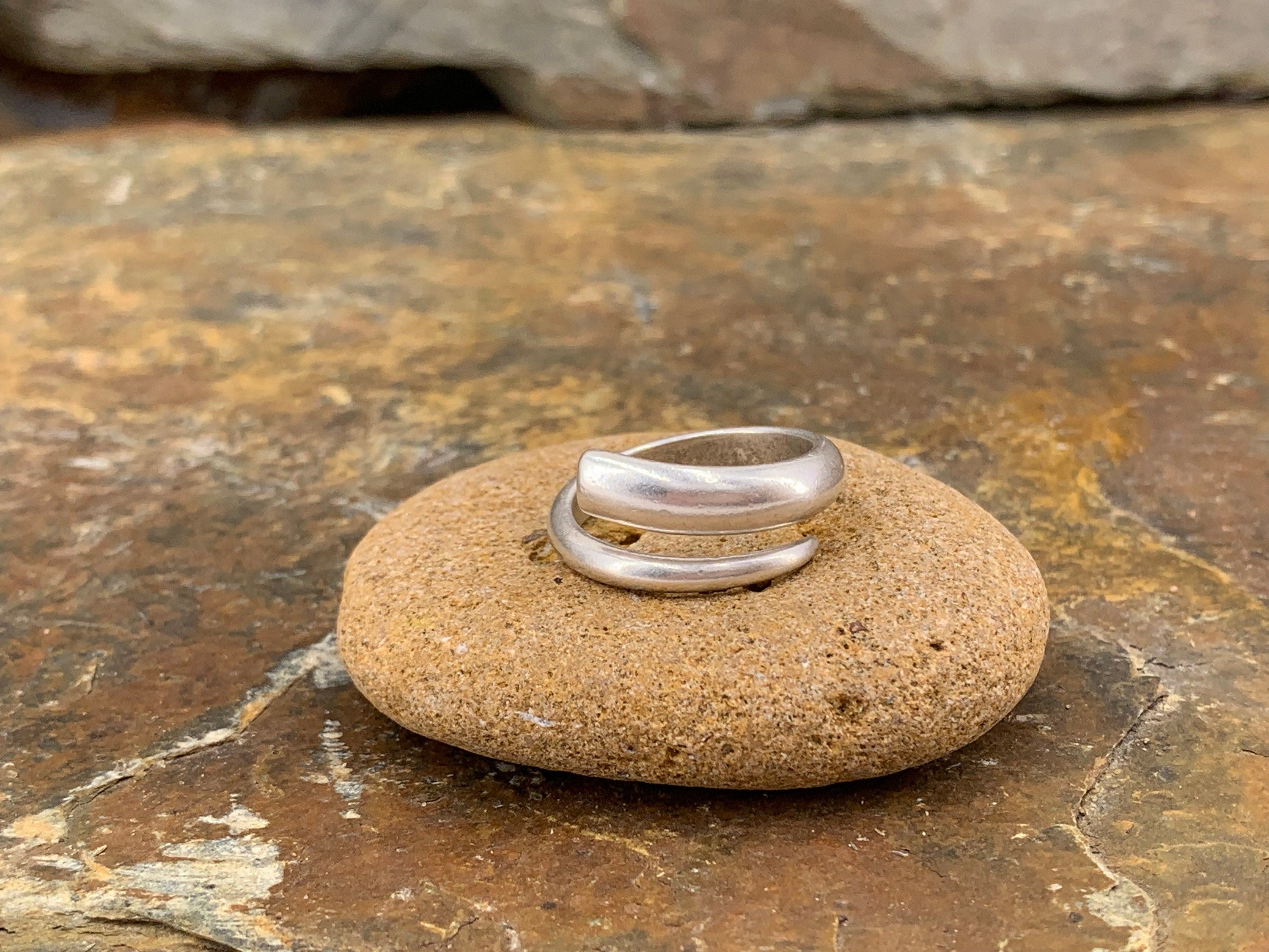 Adjustable Statement Ring, Chunky Twisted Silver Boho Ring, Oversized Rock Style Silver Ring for Women