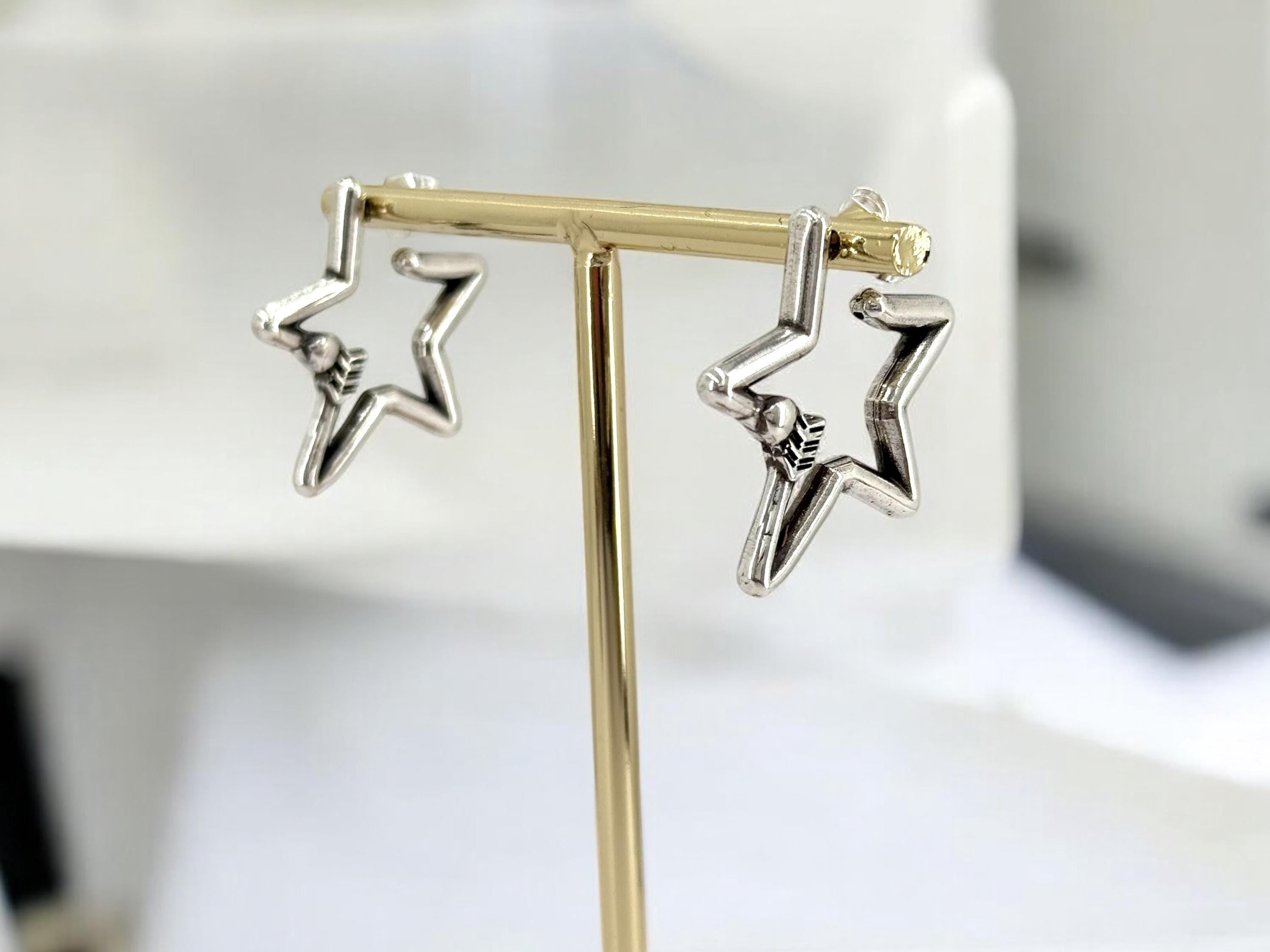 Star shaped chunky silver earring, rock style earrings, bold earrings, bulky earrings, women’s valentines gift,