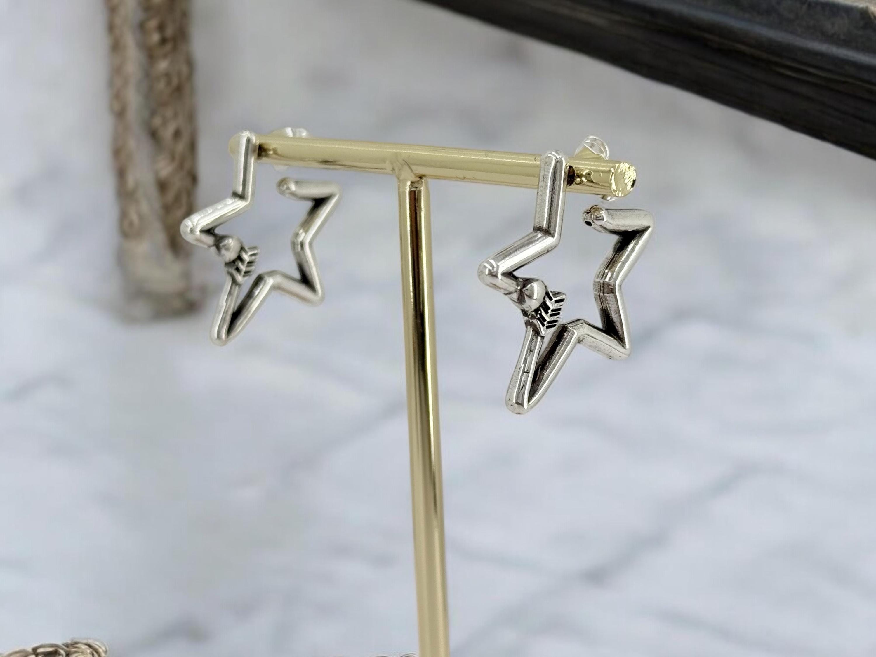 Star shaped chunky silver earring, rock style earrings, bold earrings, bulky earrings, women’s valentines gift,