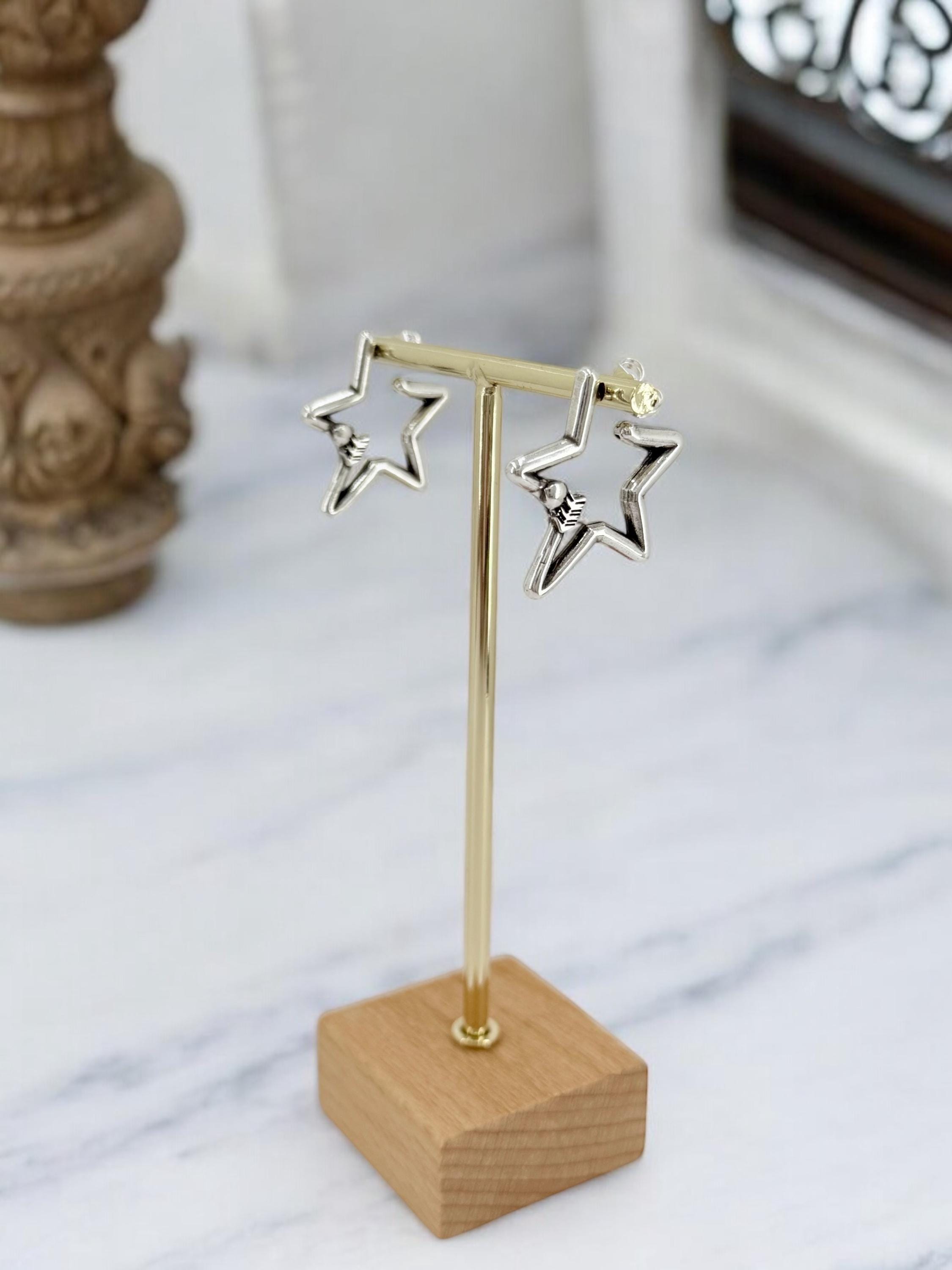 Star shaped chunky silver earring, rock style earrings, bold earrings, bulky earrings, women’s valentines gift,