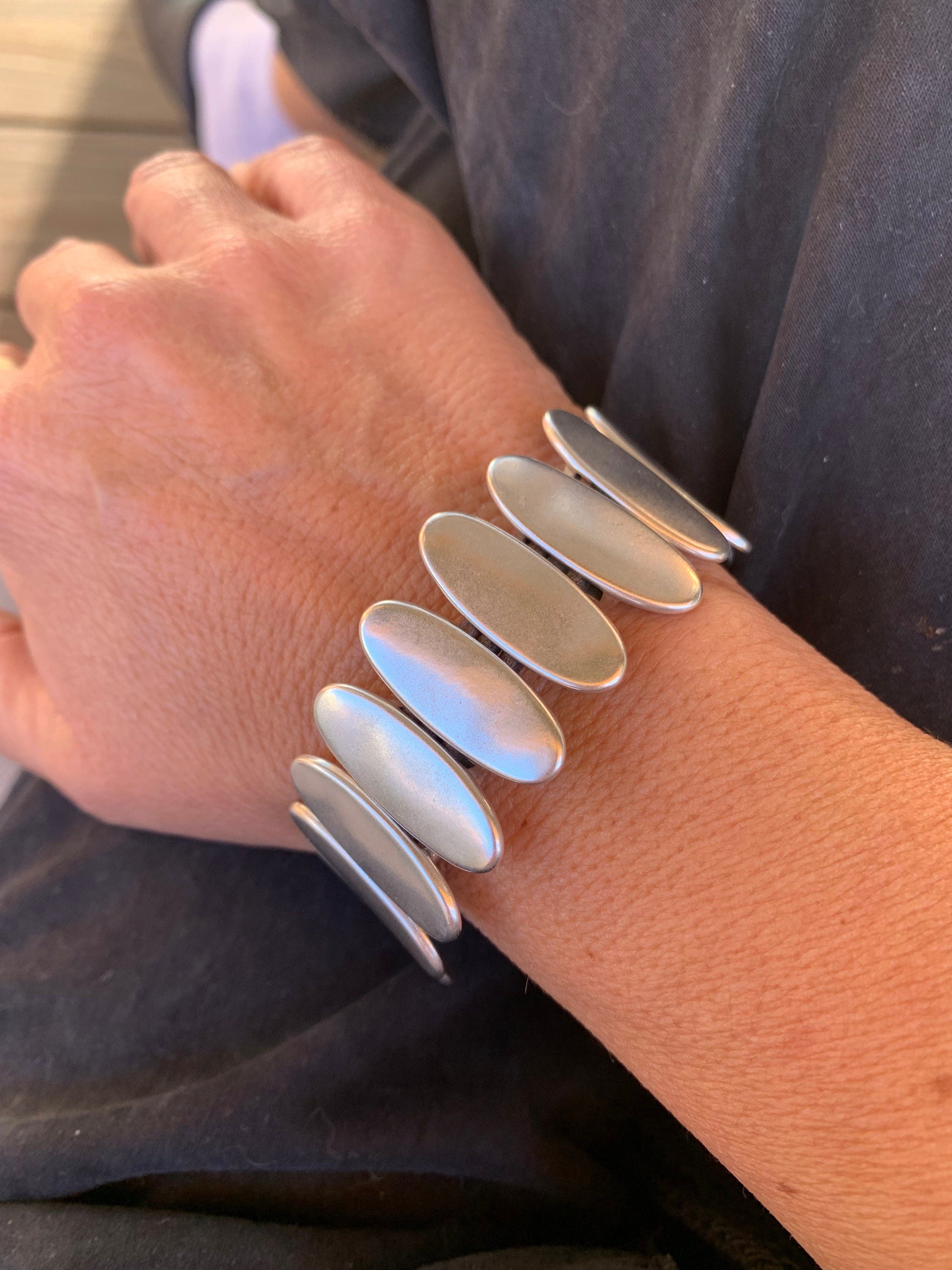 Chunky Silver Bracelet: Bold Rock Style silver plated Jewelry