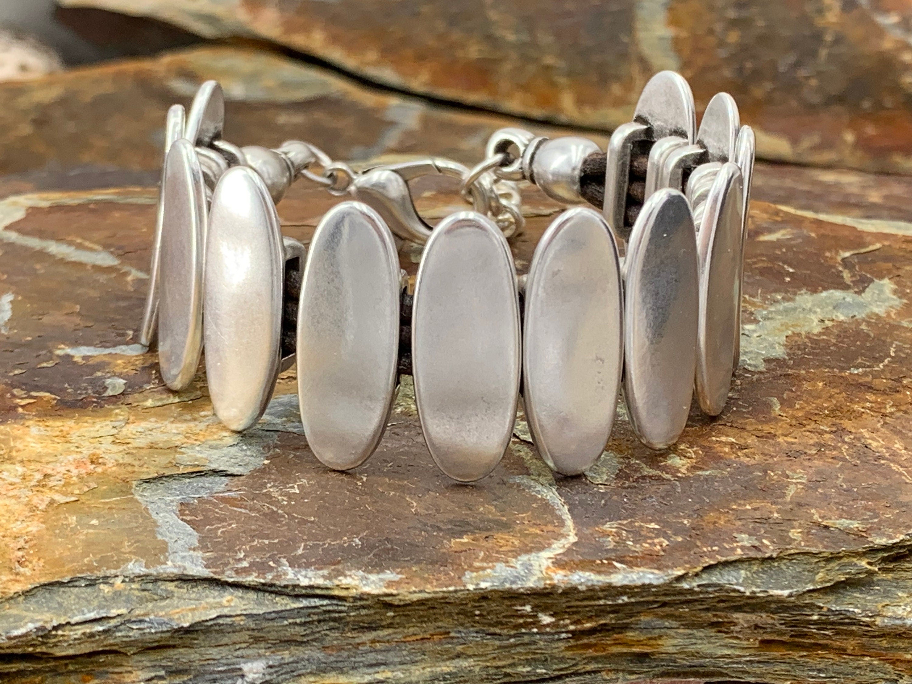 Chunky Silver Bracelet: Bold Rock Style silver plated Jewelry