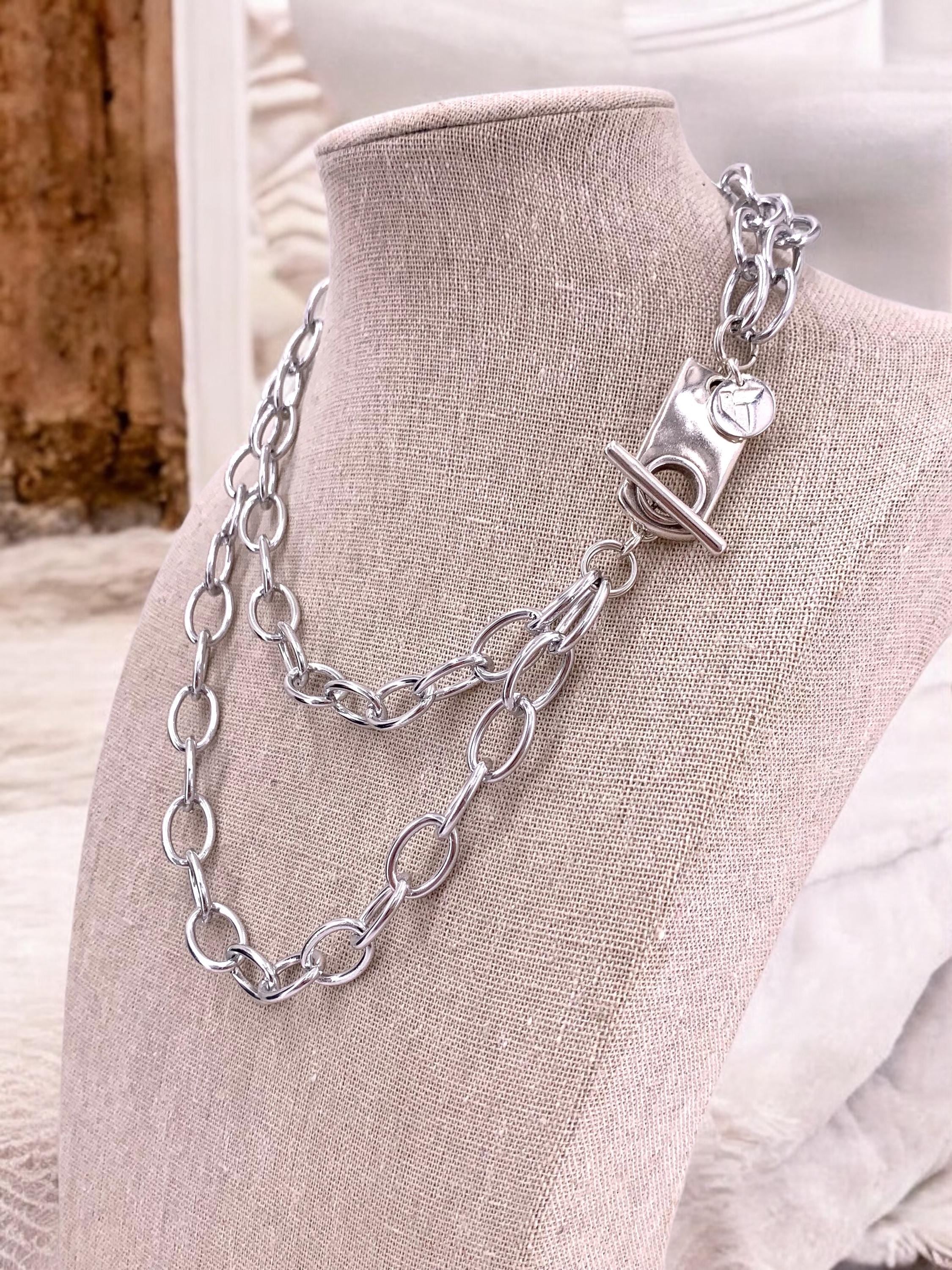 Extravagant Chunky multi layer aluminum chain necklace, layering chain necklace, multi strand chain necklace, lightweight necklace, gift