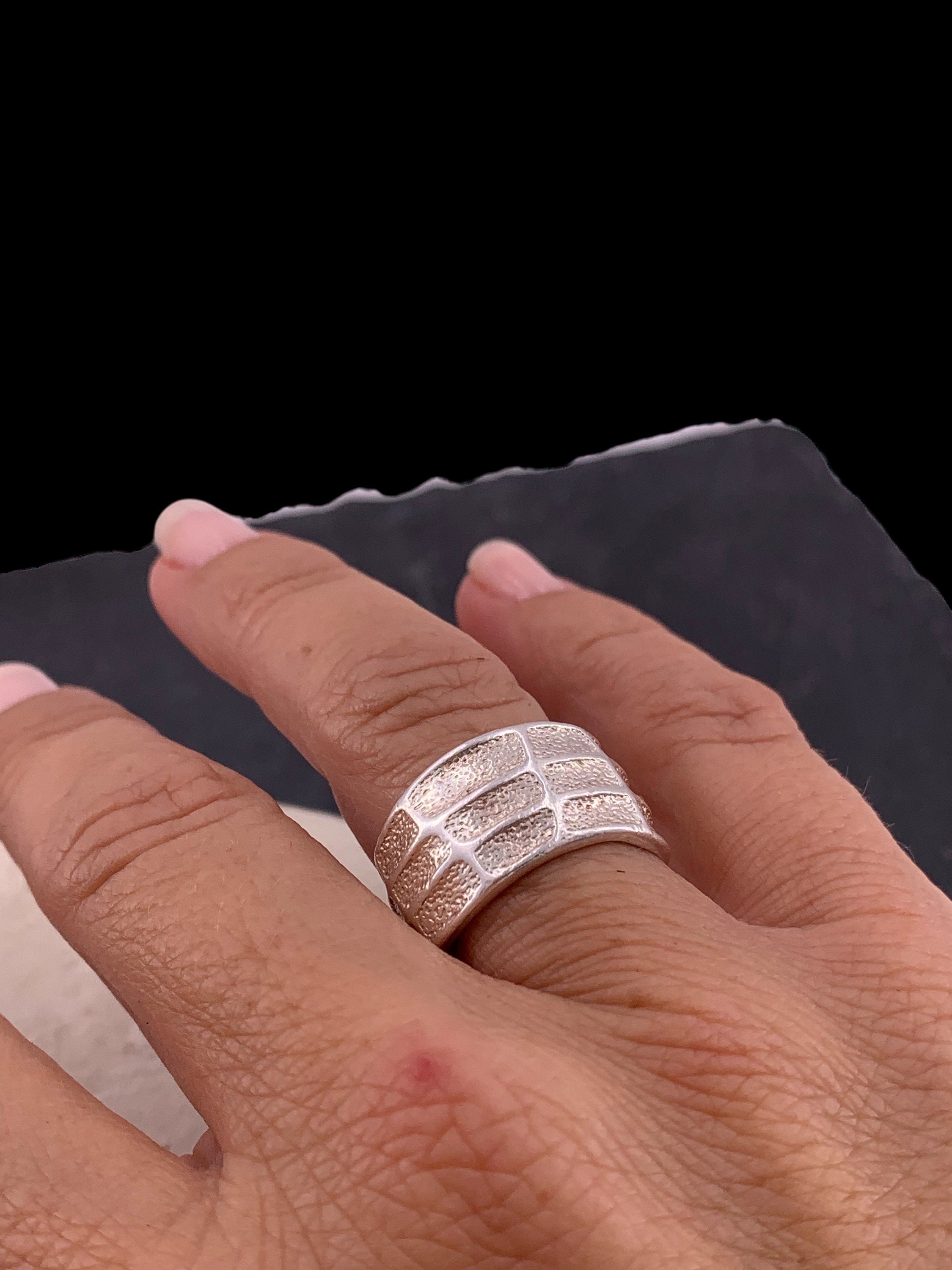 Wide engraved silver ring, wide cuff ring, hammered chunky ring, open ring, bold wide ring, bohemian ring, gift for her