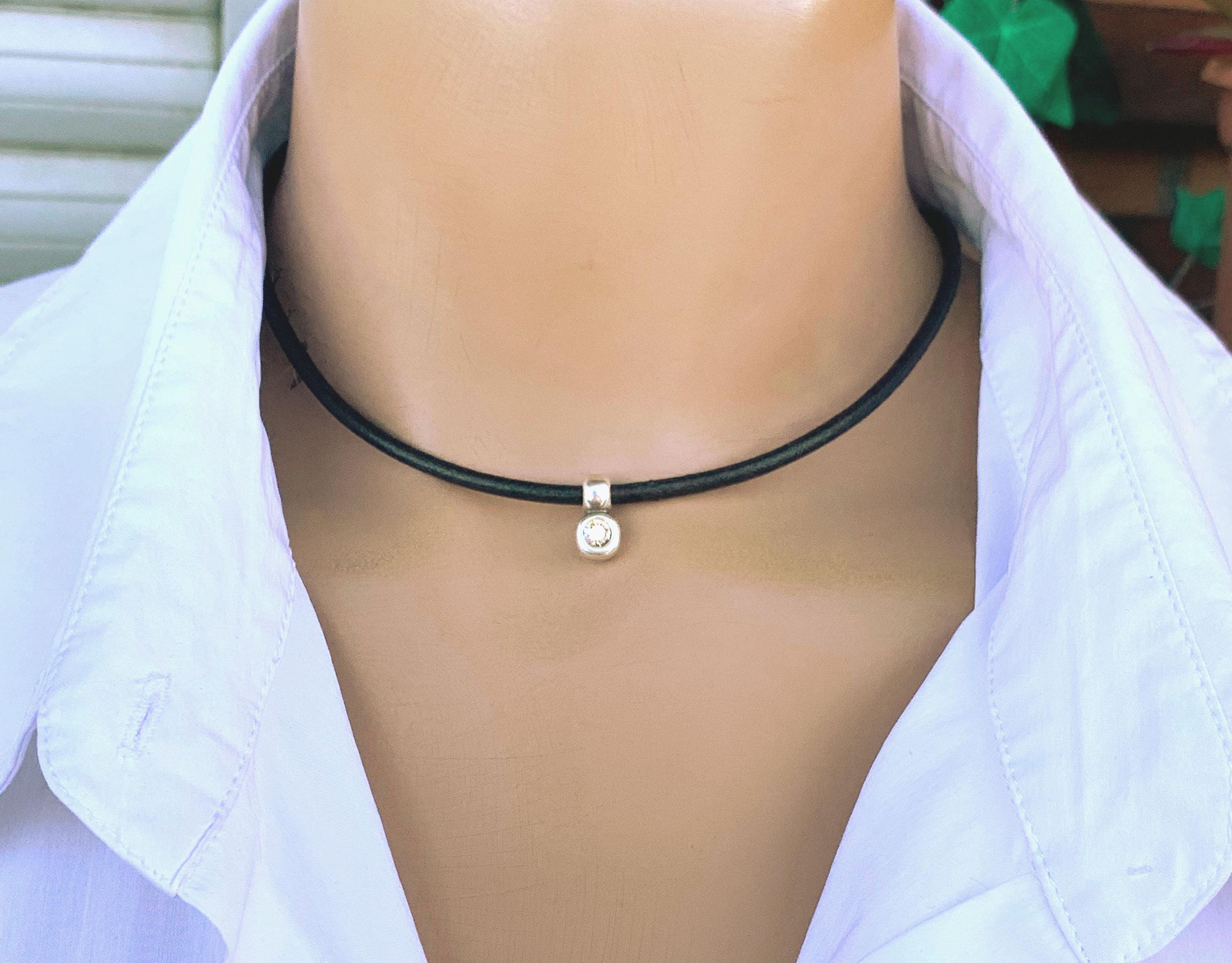 Leather choker, dainty choker, Swarovski choker, bohemian choker, style choker, minimalist choker, leather necklace, charm choker