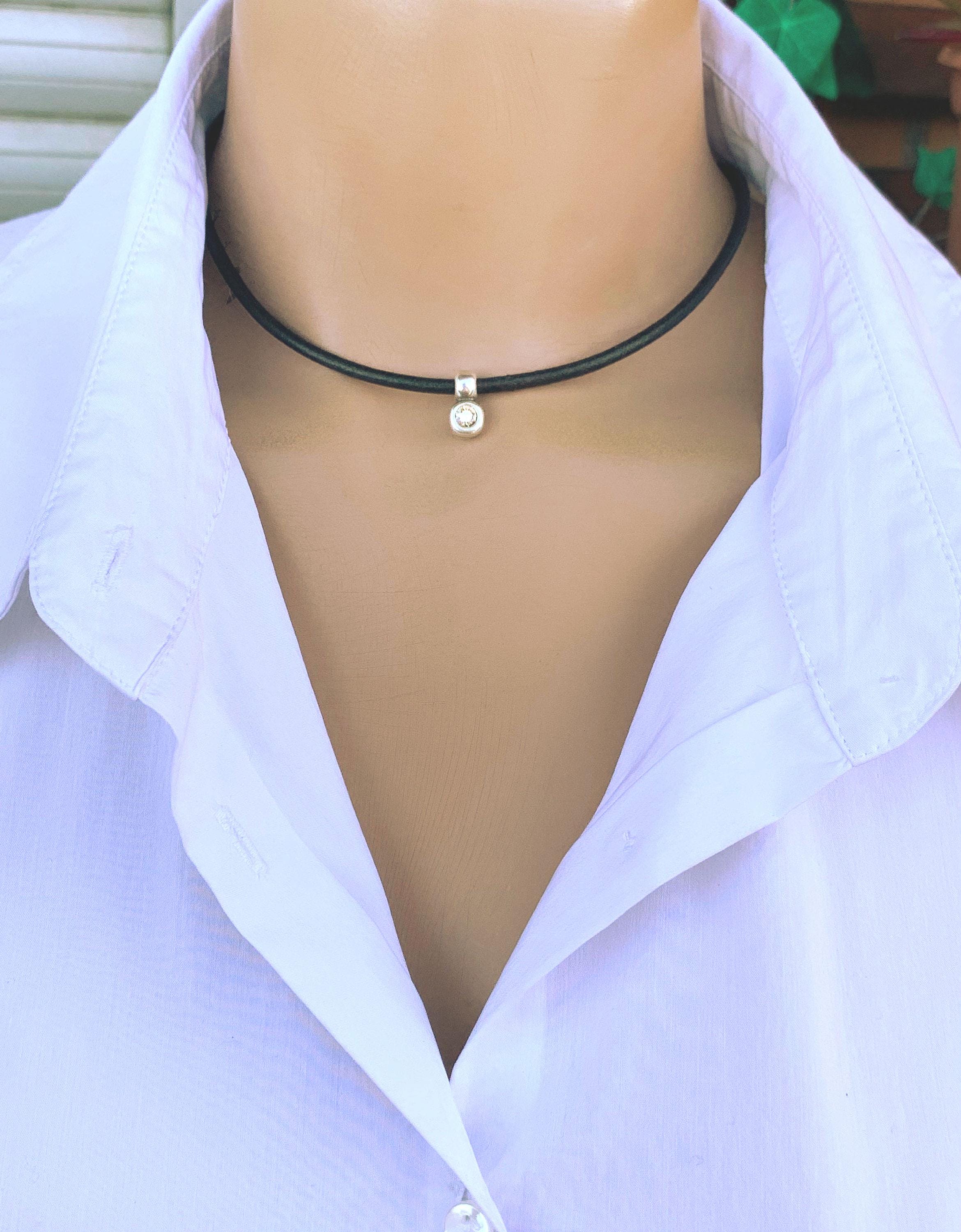 Leather choker, dainty choker, Swarovski choker, bohemian choker, style choker, minimalist choker, leather necklace, charm choker