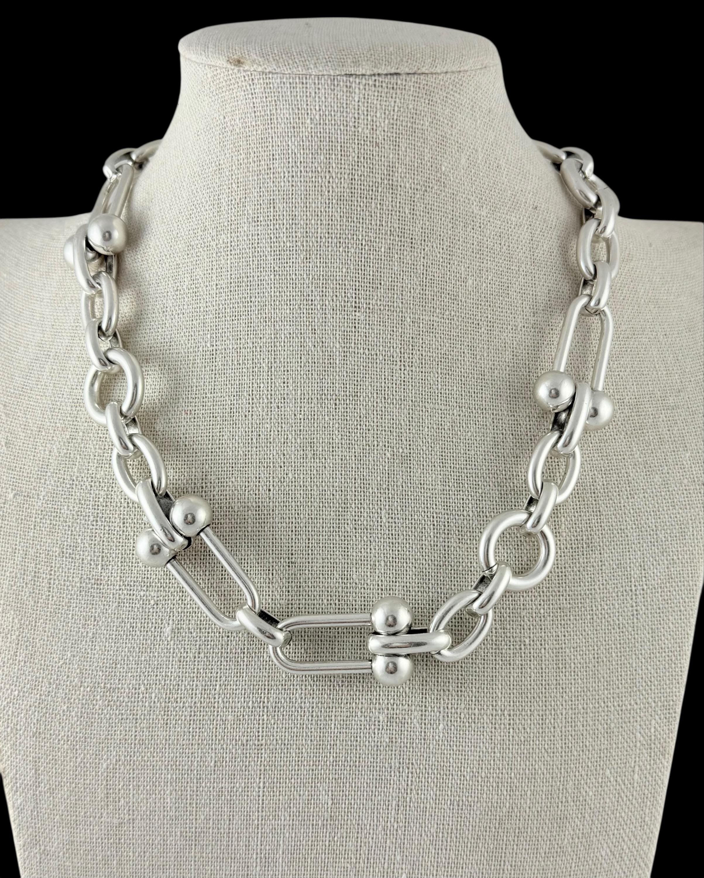 Chunky Sculptural Link Necklace – Bold Silver Chain with Unique Design & Adjustable Length - statement choker