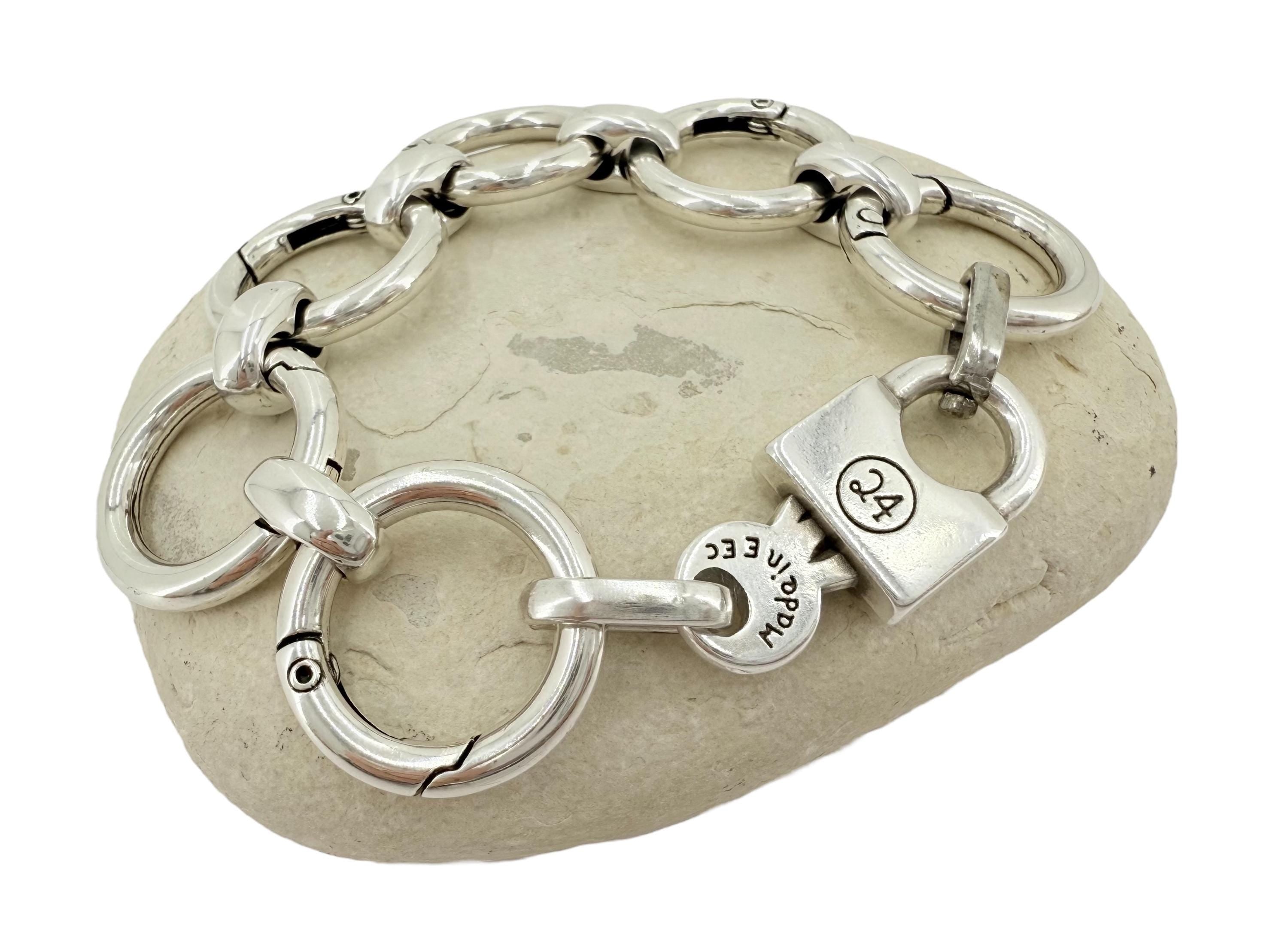 Extra large link chunky chain bracelet, oversize silver bracelet, thick link bracelet, padlock bracelet, bold big chain link bracelet,