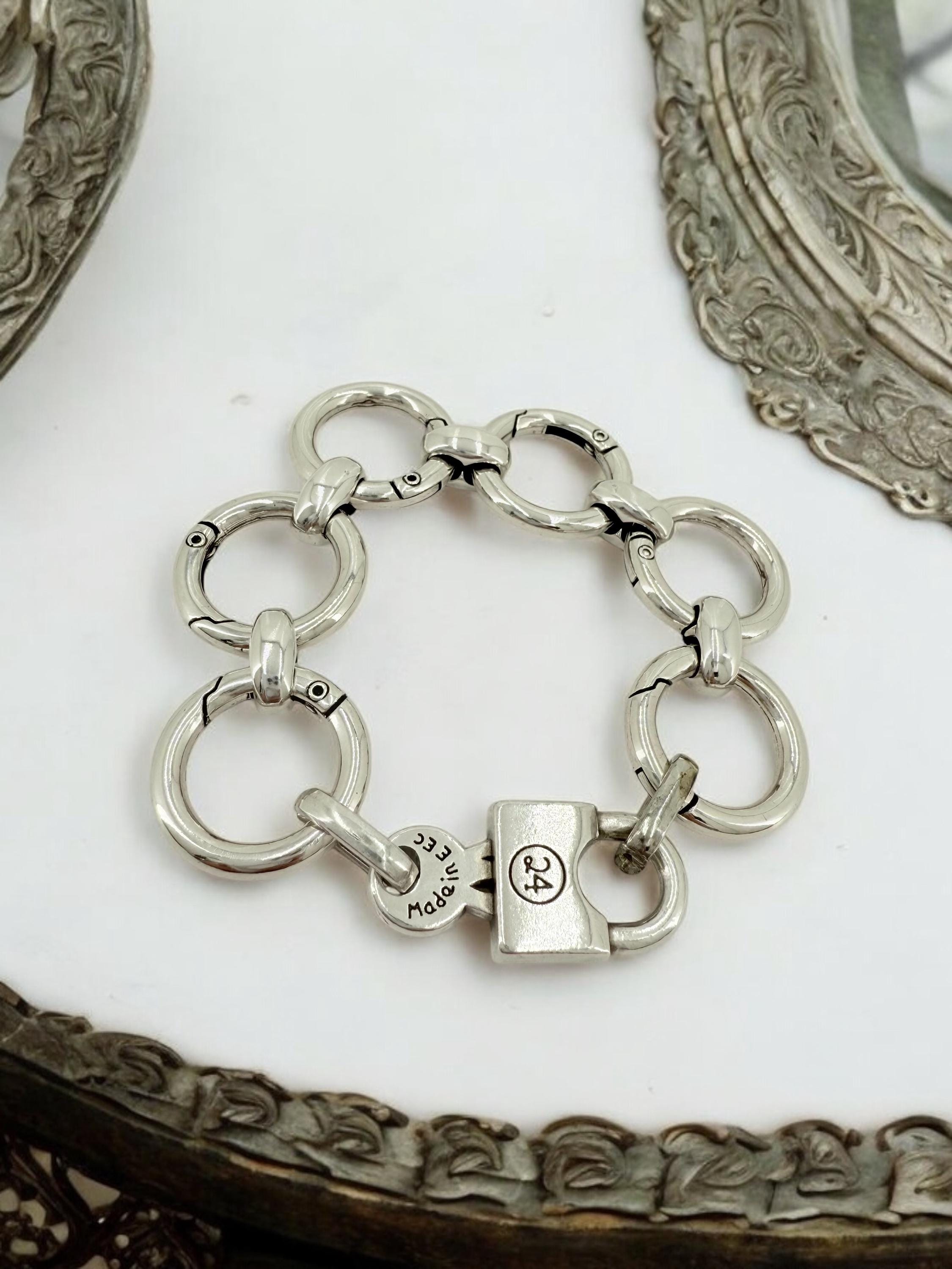 Extra large link chunky chain bracelet, oversize silver bracelet, thick link bracelet, padlock bracelet, bold big chain link bracelet,